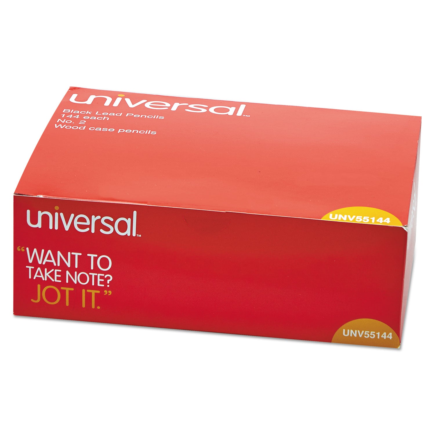 Universal™ #2 Woodcase Pencil Value Pack, HB (#2), Black Lead, Yellow Barrel, 144/Box