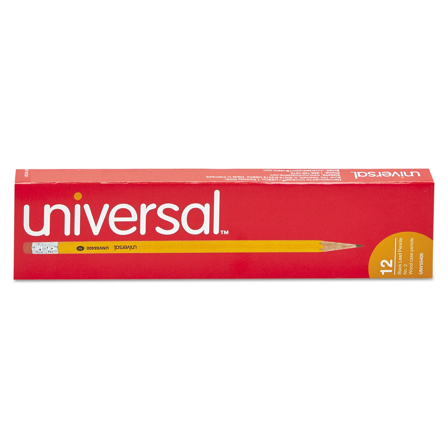 Universal™ #2 Woodcase Pencil, HB (#2), Black Lead, Yellow Barrel, Dozen