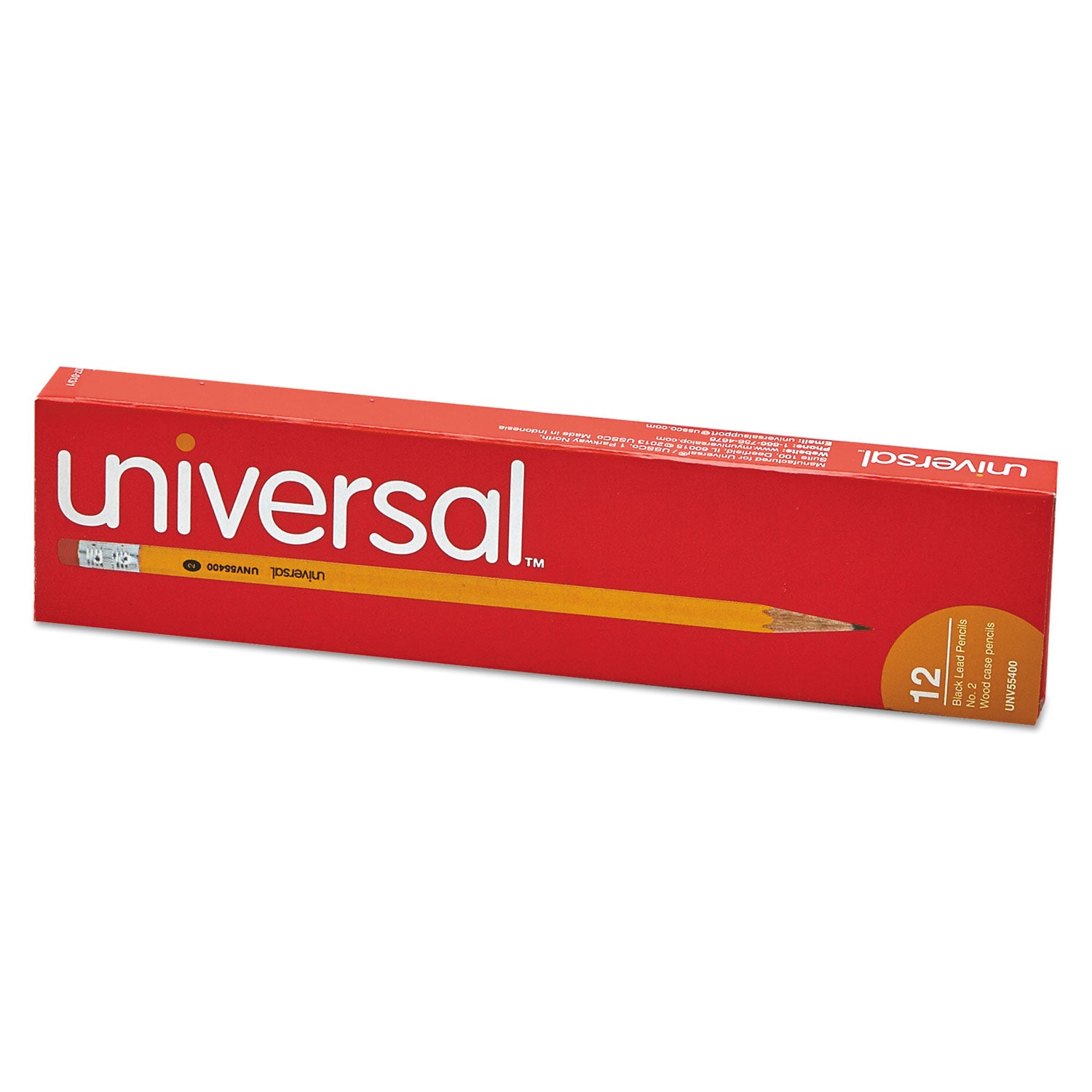 Universal™ #2 Woodcase Pencil, HB (#2), Black Lead, Yellow Barrel, Dozen