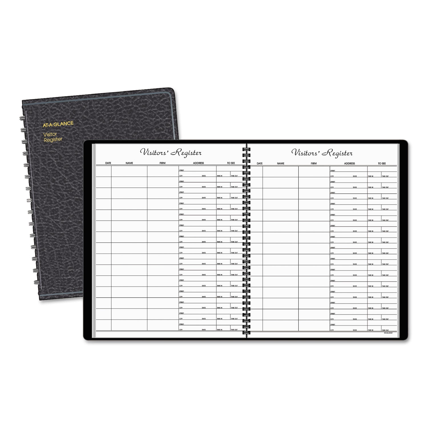 Visitor Register Book, Black Cover, 10.88 x 8.38 Sheets, 60 Sheets/Book