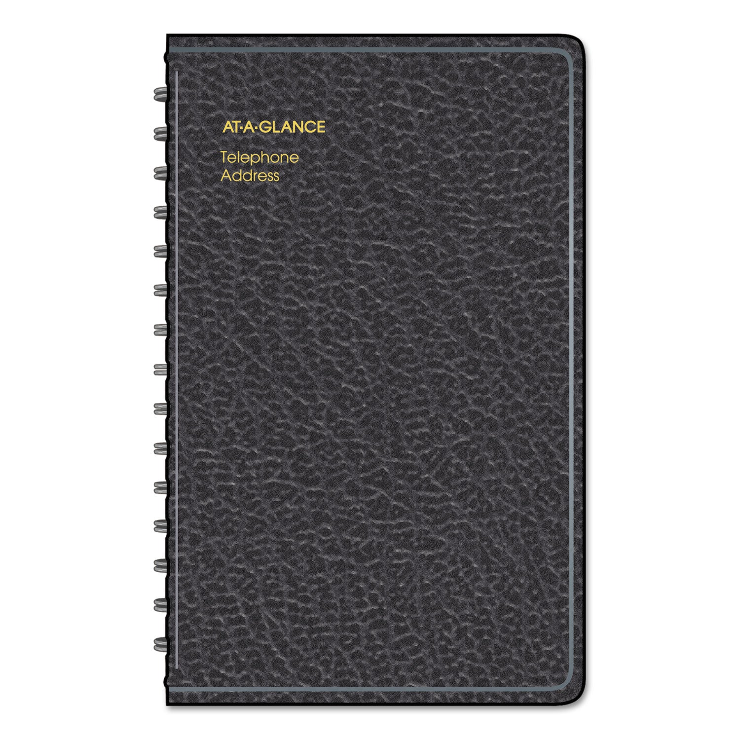 AT-A-GLANCE® Telephone/Address Book, 4.78 x 8, Black Simulated Leather, 100 Sheets