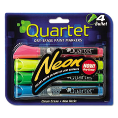 QUARTET MFG. Neon Dry Erase Marker Set, Broad Bullet Tip, Assorted Colors, 4/Set - Flipcost