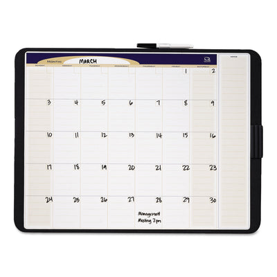 Quartet® Tack and Write Monthly Calendar Board, 23 x 17, White Surface, Black Plastic Frame - Flipcost