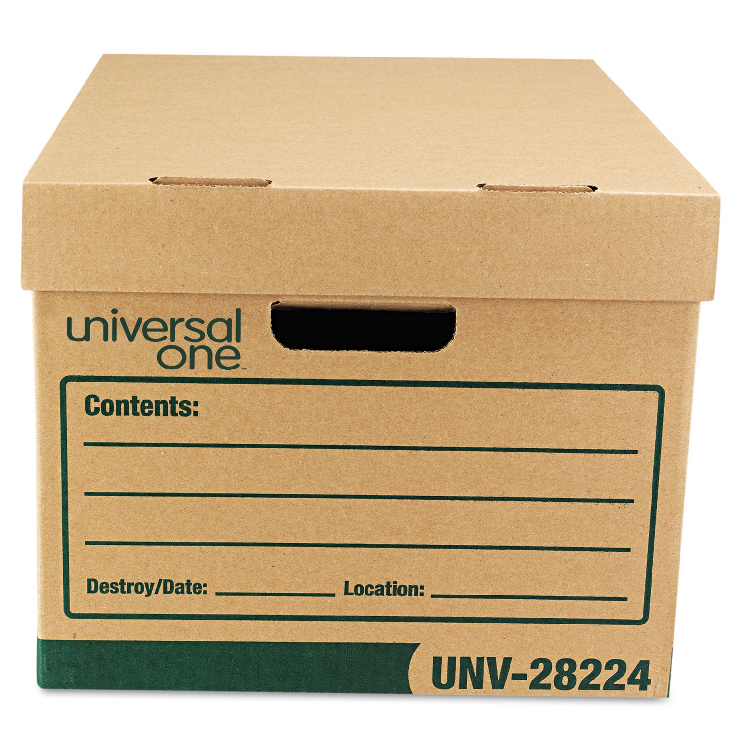 Universal® Recycled Heavy-Duty Record Storage Box, Letter/Legal Files, Kraft/Green, 12/Carton