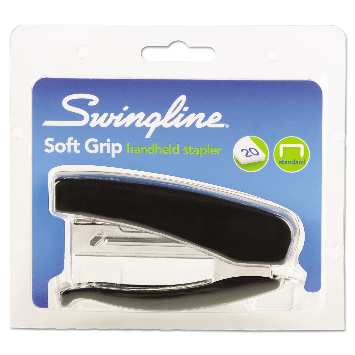 Swingline® Soft Grip Half Strip Hand Stapler, 20-Sheet Capacity, Black