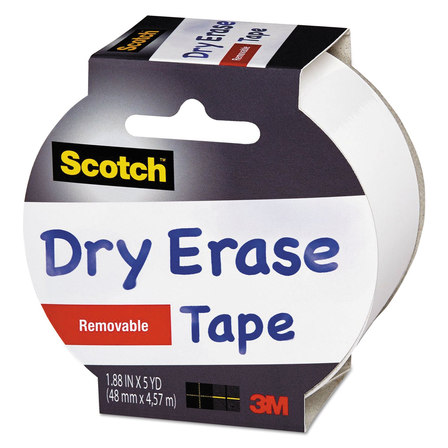 Scotch® Dry Erase Tape, 3" Core, 1.88" x 5 yds, White