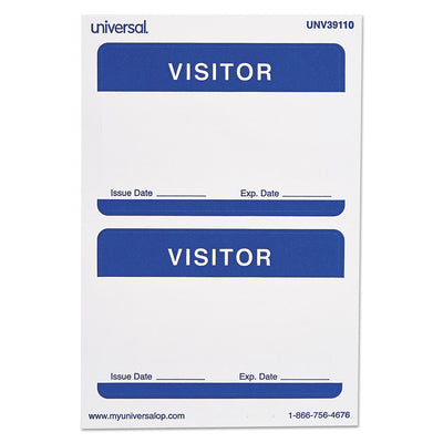 Visitor Self-Adhesive Name Badges, 3.5 x 2.25, White/Blue, 100/Pack Flipcost Flipcost