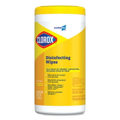 Clorox® Disinfecting Wipes, 1-Ply, 7 x 8, Lemon Fresh, White, 75/Canister - Flipcost