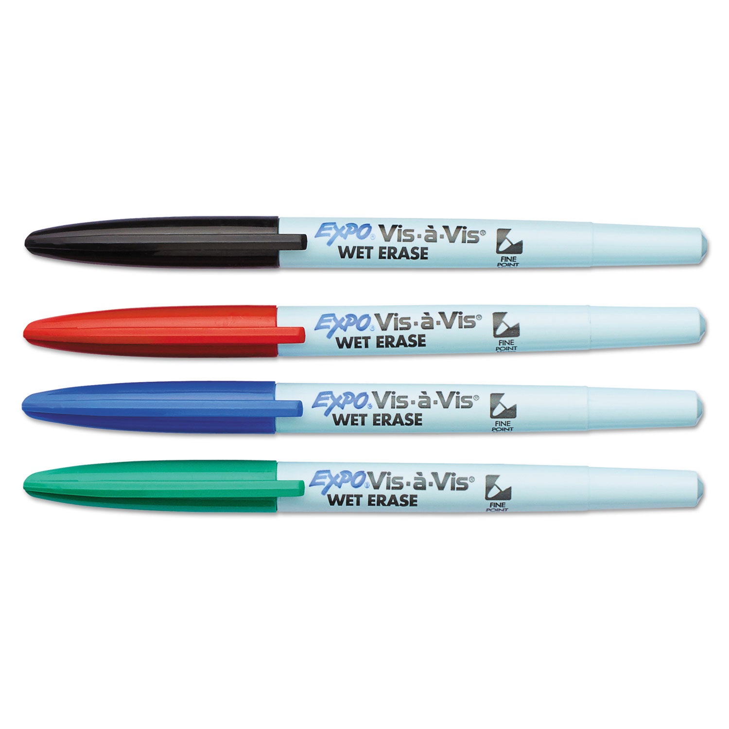 EXPO® Vis-a-Vis Wet Erase Marker, Fine Bullet Tip, Assorted Colors, 4/Set