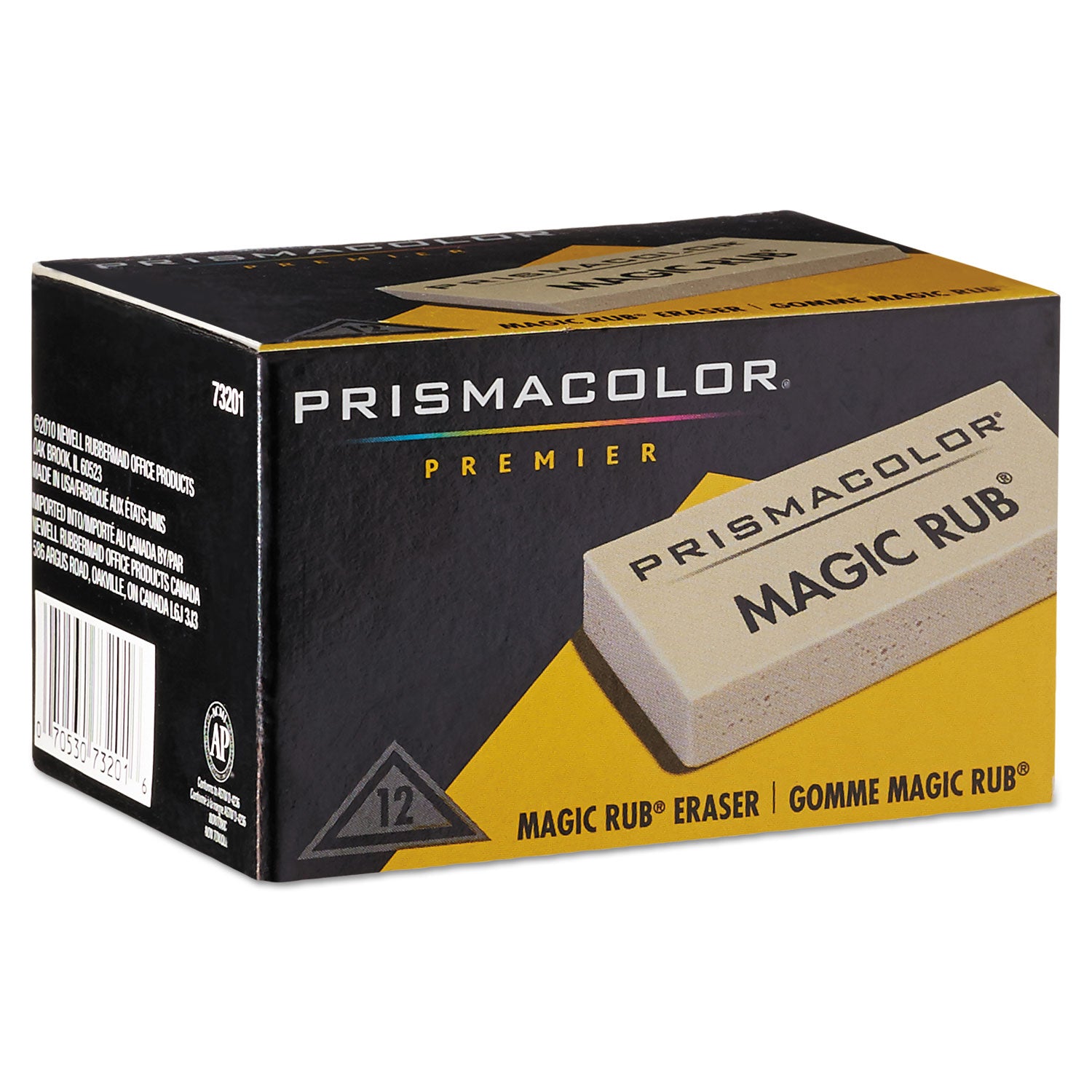 Prismacolor® MAGIC RUB Eraser, For Pencil/Ink Marks, Rectangular Block, Medium, Off White, Dozen