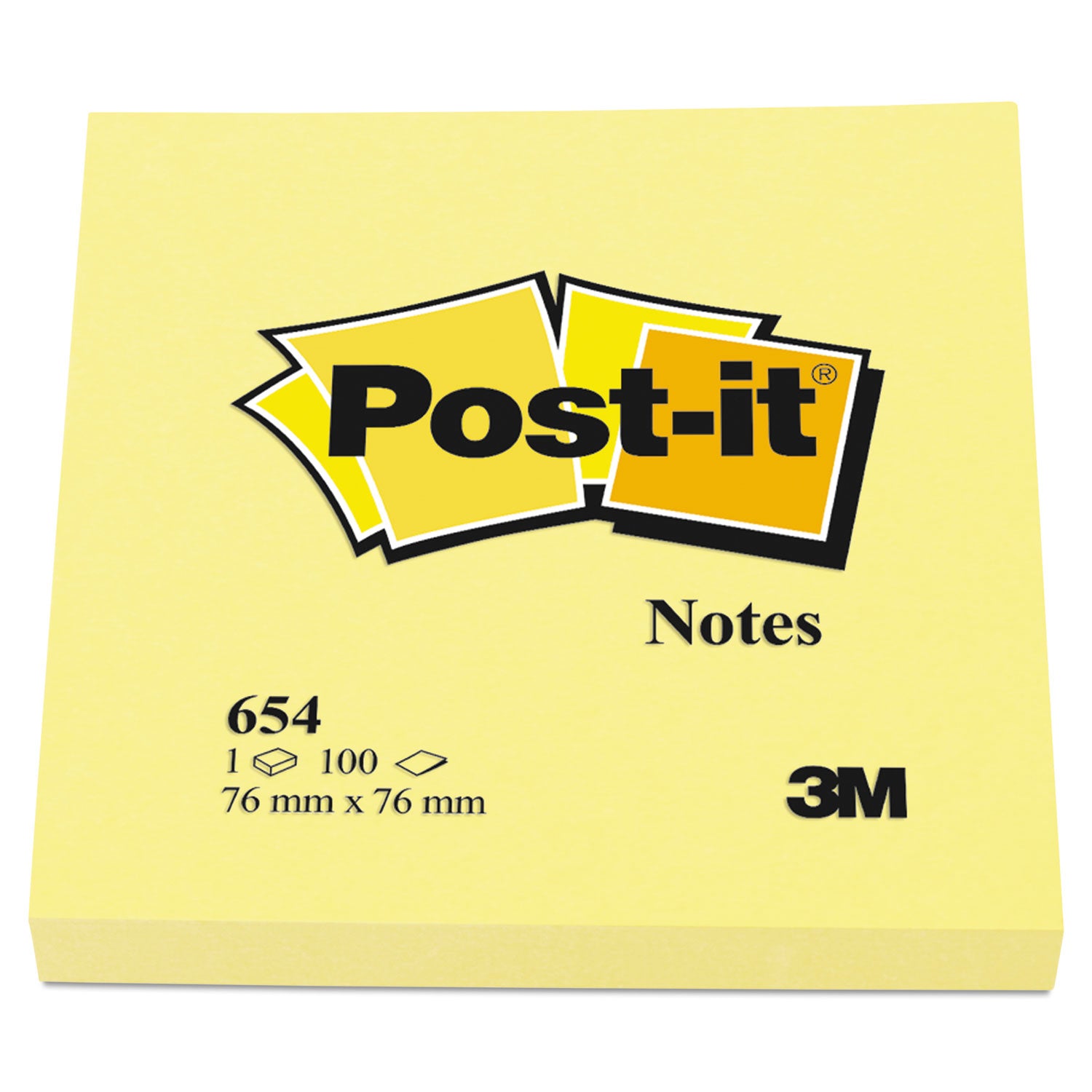 Post-it® Notes Original Pads in Canary Yellow, 3" x 3", 100 Sheets/Pad, 12 Pads/Pack