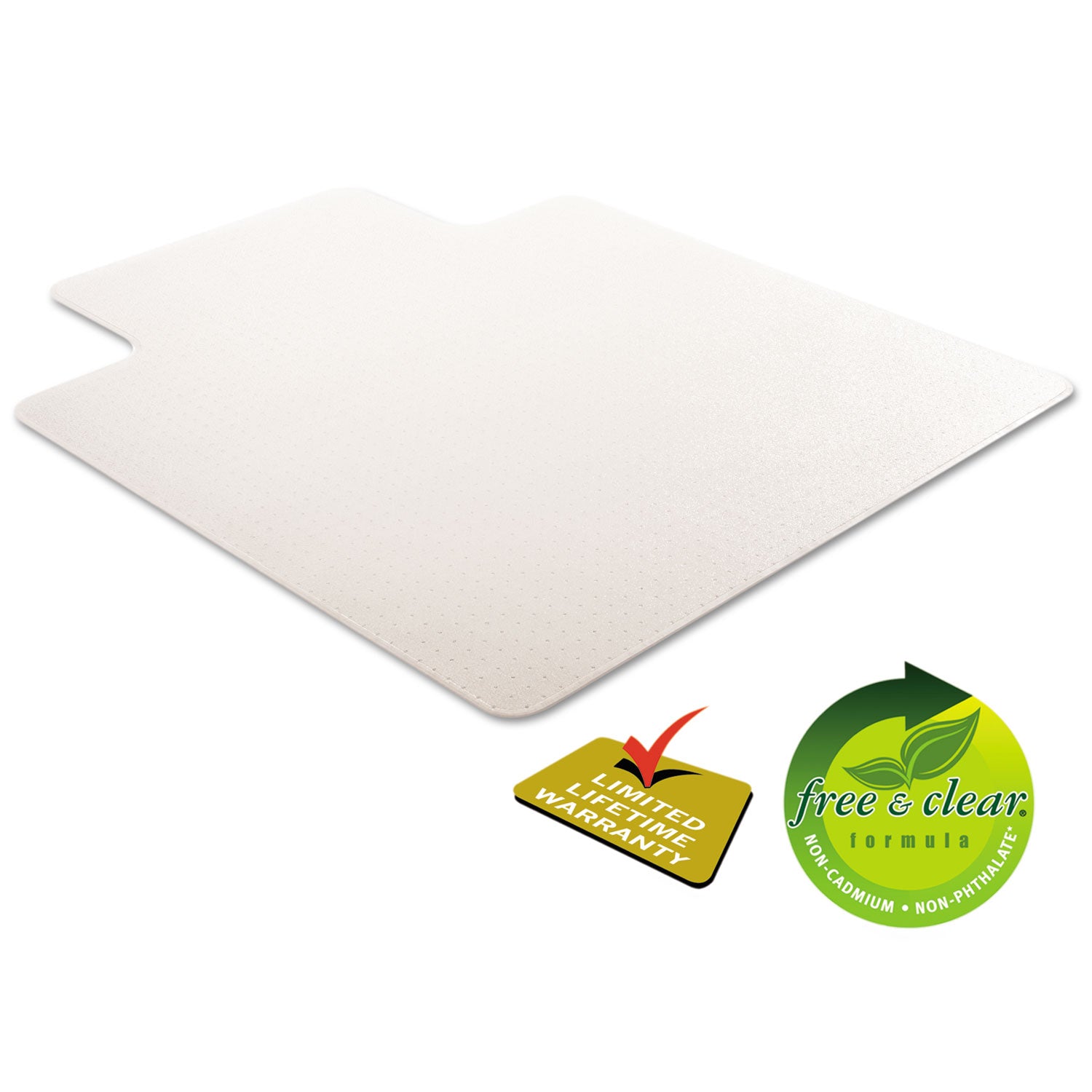 deflecto® RollaMat Frequent Use Chair Mat, Med Pile Carpet, Flat, 45 x 53, Wide Lipped, Clear