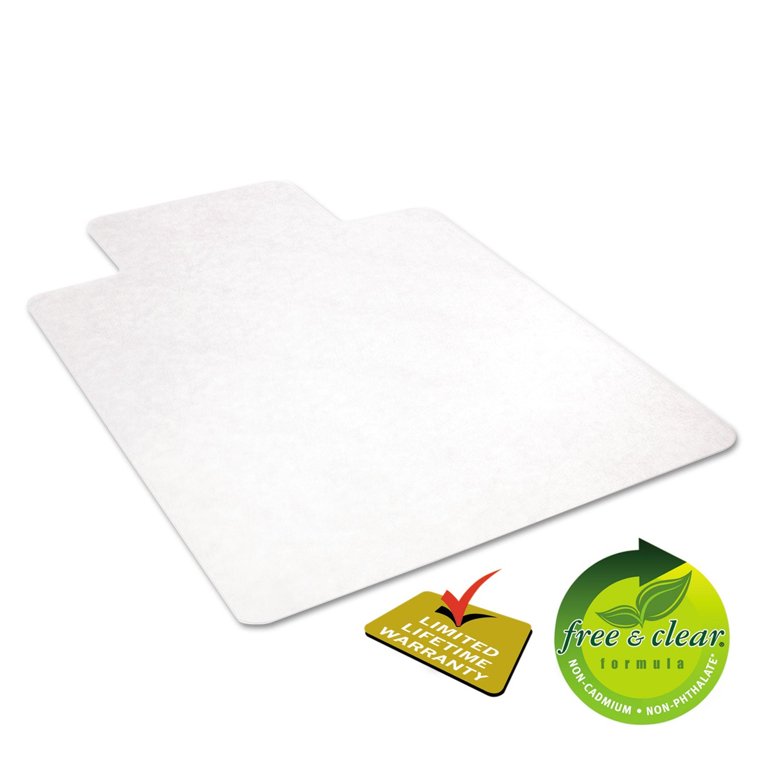 deflecto® EconoMat All Day Use Chair Mat for Hard Floors, Flat Packed, 36 x 48, Lipped, Clear