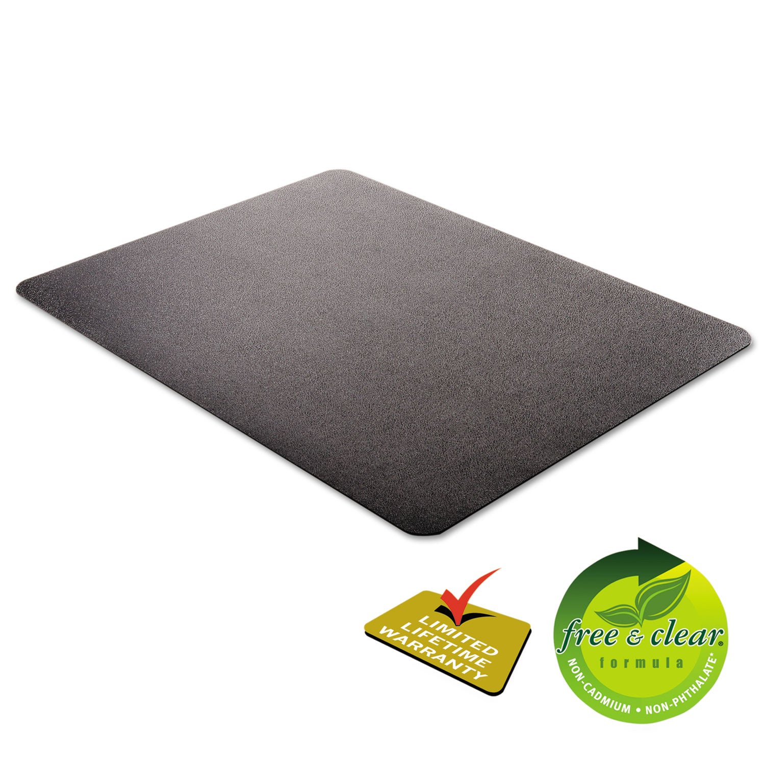 deflecto® EconoMat All Day Use Chair Mat for Hard Floors, Flat Packed, 45 x 53, Black