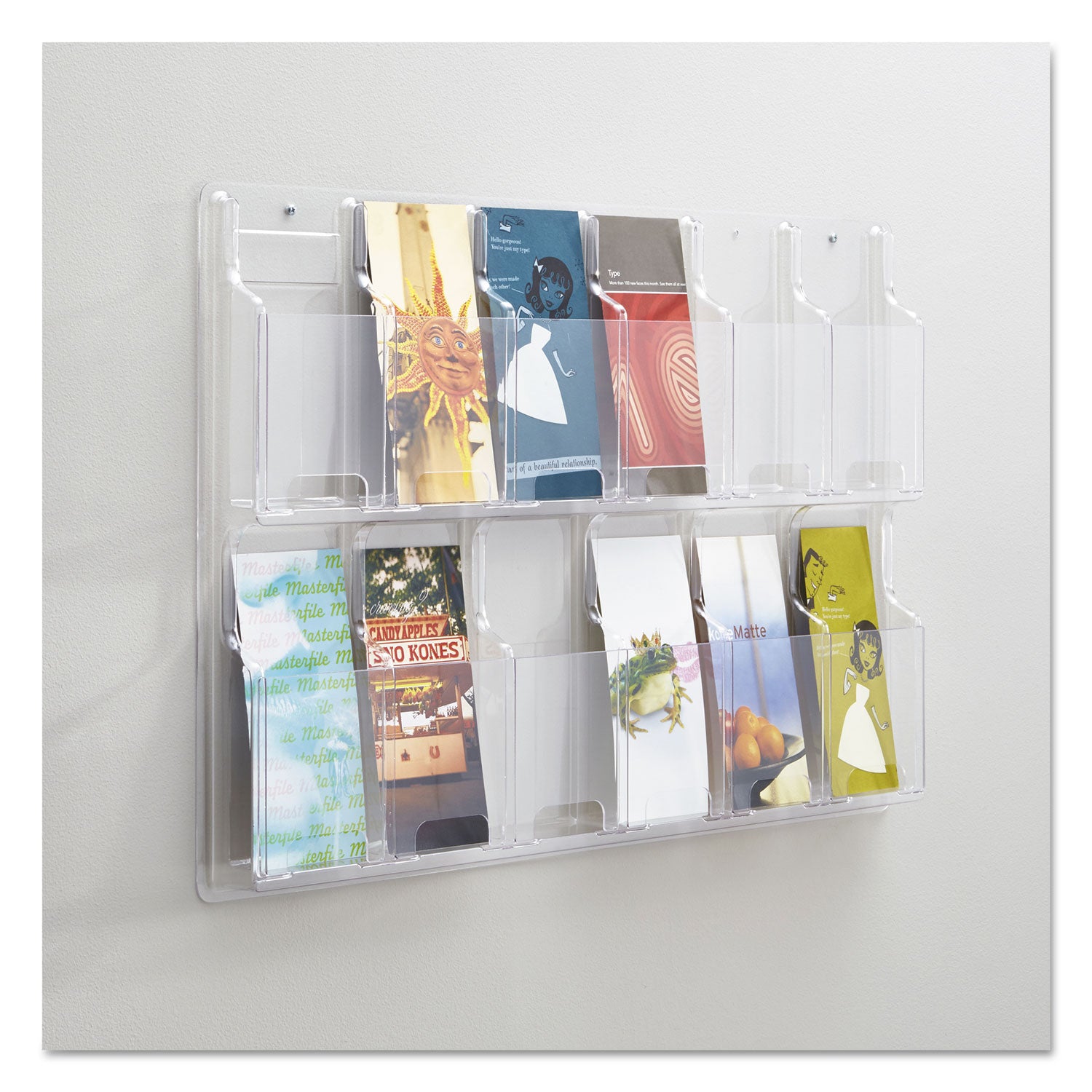 Safco® Reveal Clear Literature Displays, 12 Compartments, 30w x 2d x 20.25h, Clear