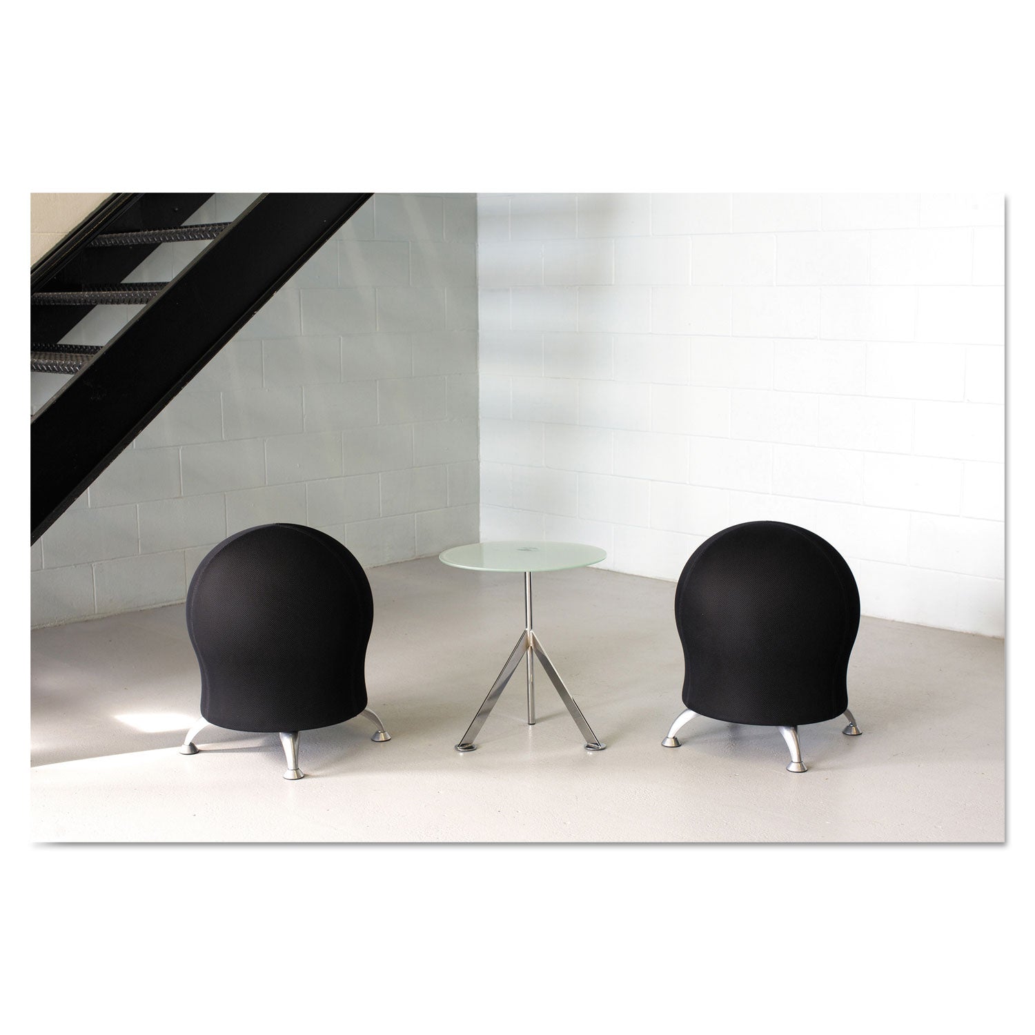 Safco® Zenergy Ball Chair, Backless, Supports Up to 250 lb, Black Fabric Seat, Silver Base