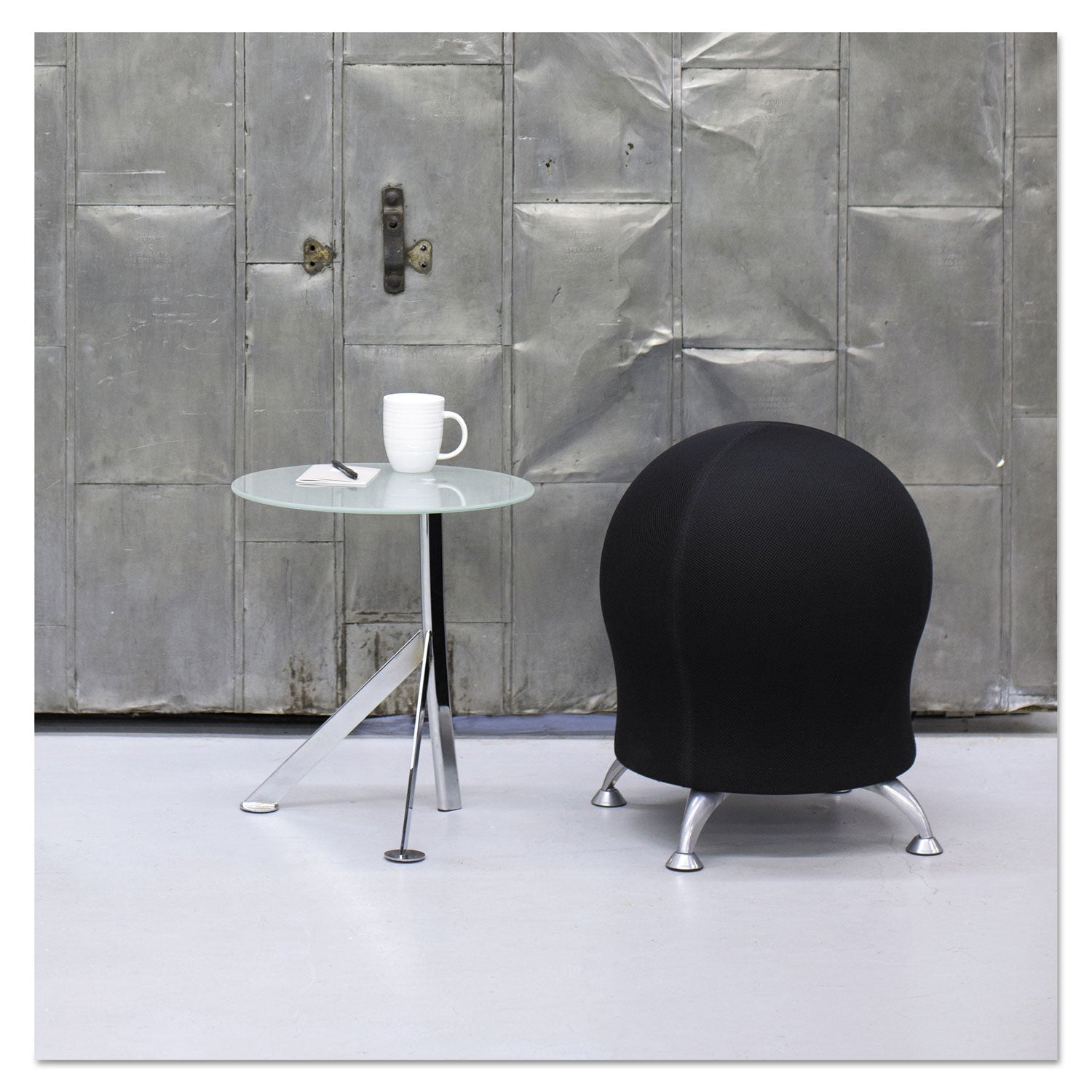 Safco® Zenergy Ball Chair, Backless, Supports Up to 250 lb, Black Fabric Seat, Silver Base