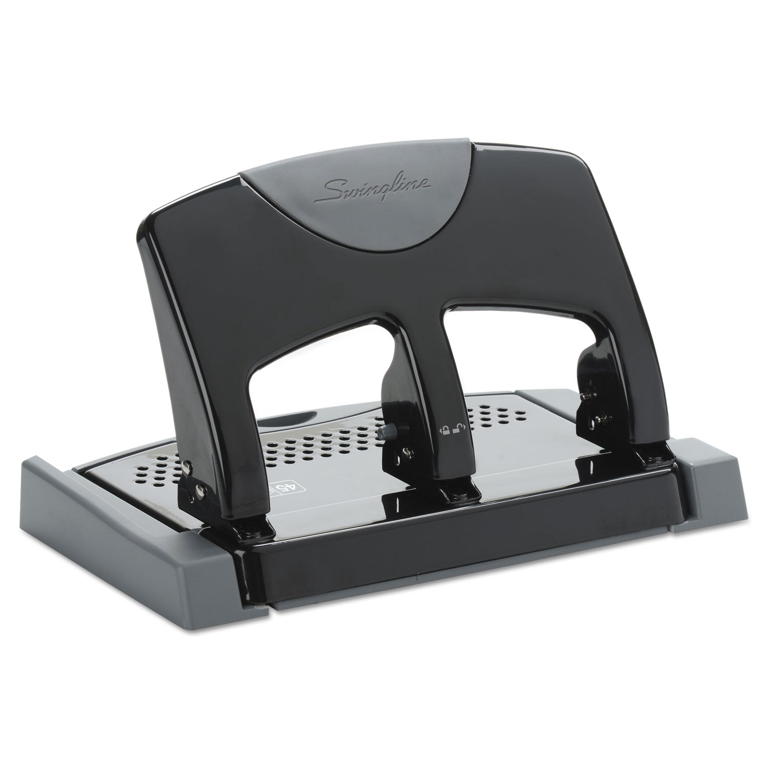 45-Sheet SmartTouch Three-Hole Punch, 9/32" Holes, Black/Gray