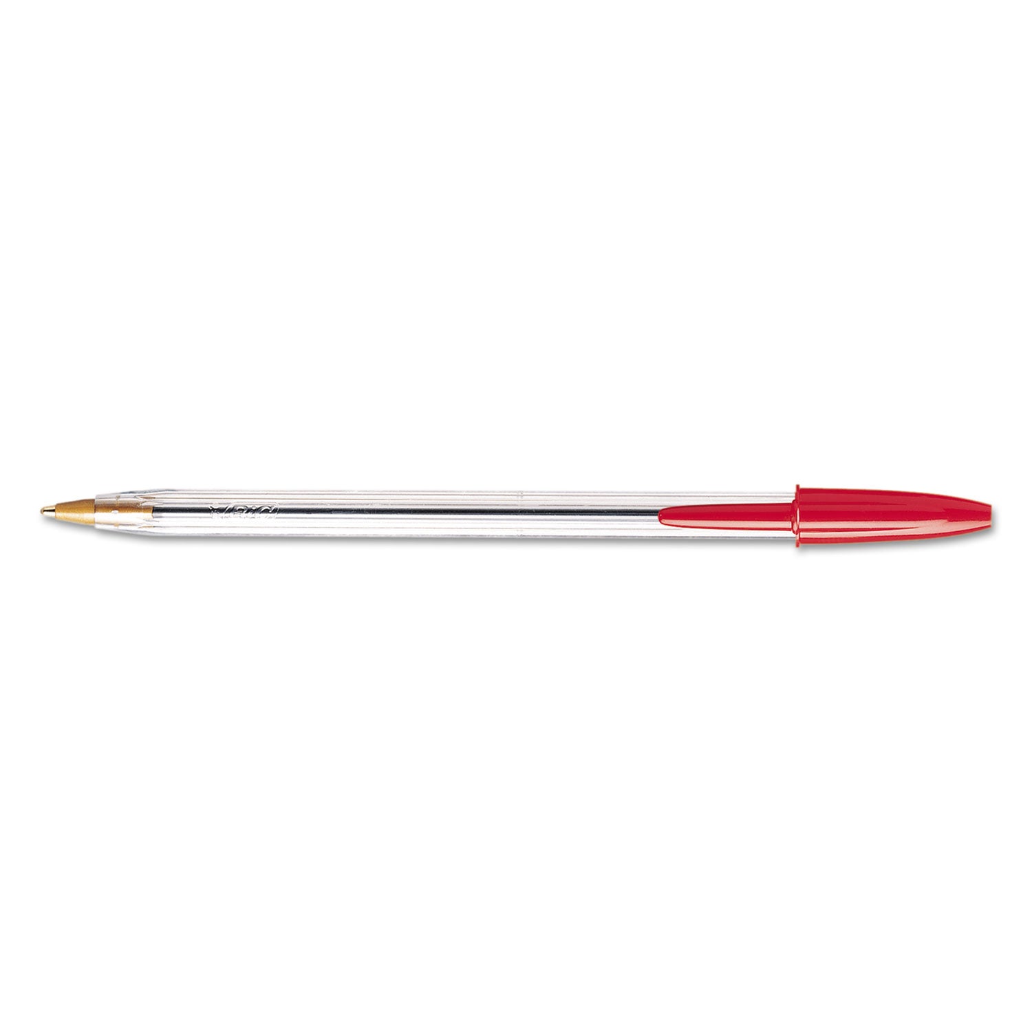 BIC® Cristal Xtra Smooth Ballpoint Pen, Stick, Medium 1 mm, Red Ink, Clear Barrel, Dozen