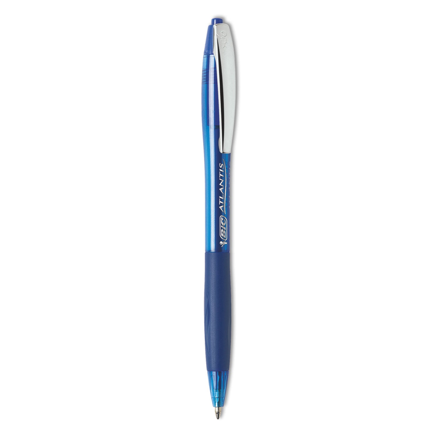 BIC® GLIDE Ballpoint Pen, Retractable, Medium 1 mm, Blue Ink, Translucent Blue/Blue Barrel, Dozen