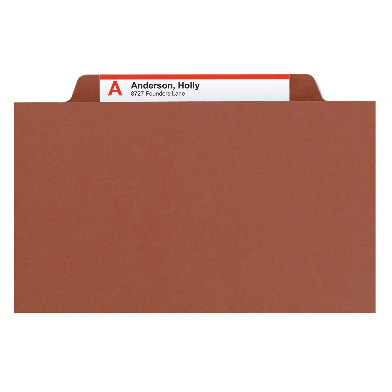 Smead™ Recycled Pressboard Classification Folders, 2" Expansion, 2 Dividers, 6 Fasteners, Legal Size, Red Exterior, 10/Box