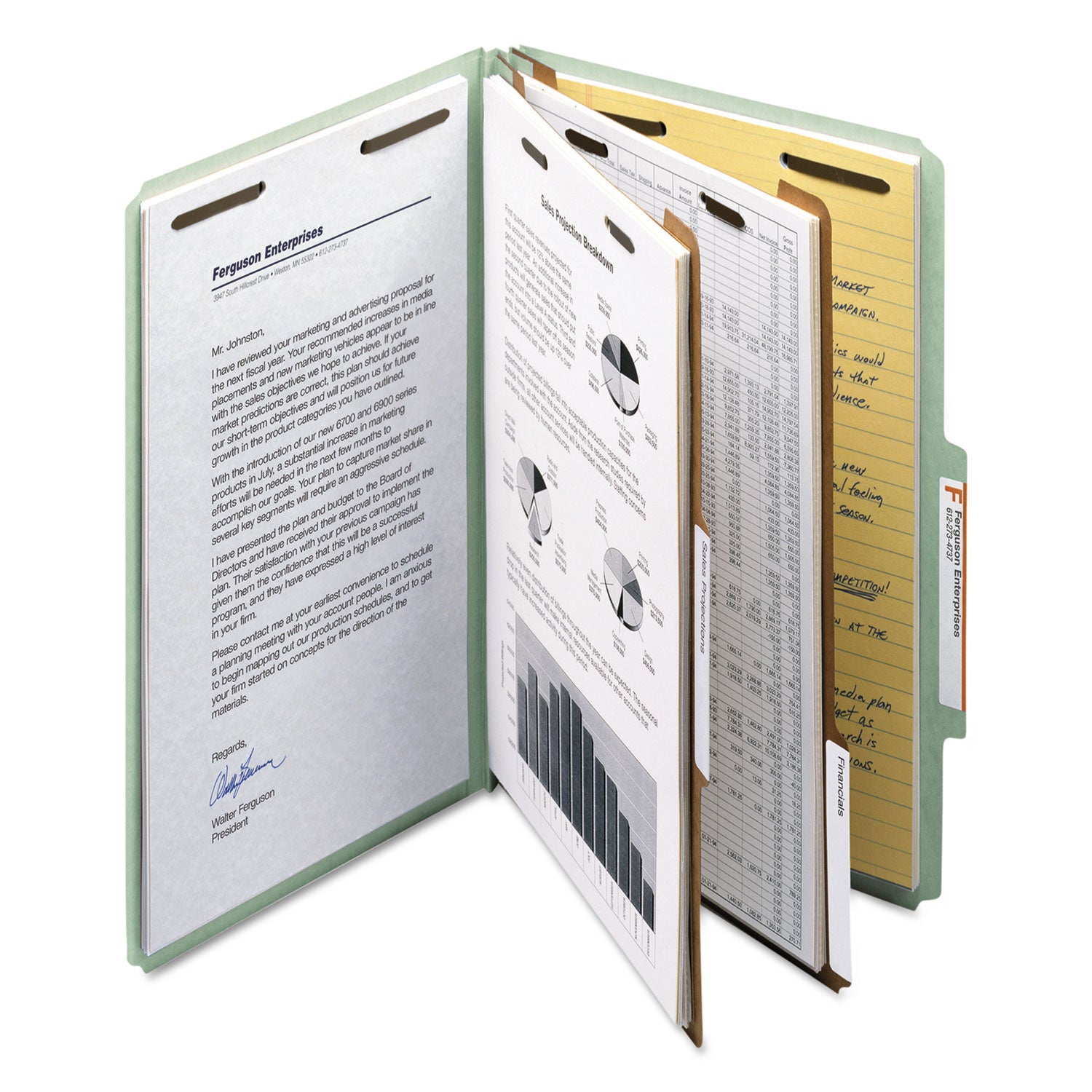 Smead™ Recycled Pressboard Classification Folders, 2" Expansion, 2 Dividers, 6 Fasteners, Legal Size, Gray-Green, 10/Box