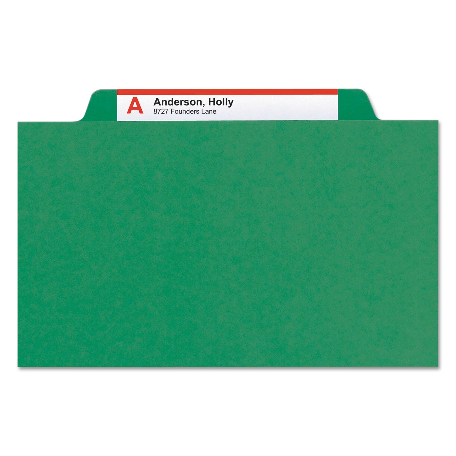 Smead™ Four-Section Pressboard Top Tab Classification Folders, Four SafeSHIELD Fasteners, 1 Divider, Letter Size, Green, 10/Box