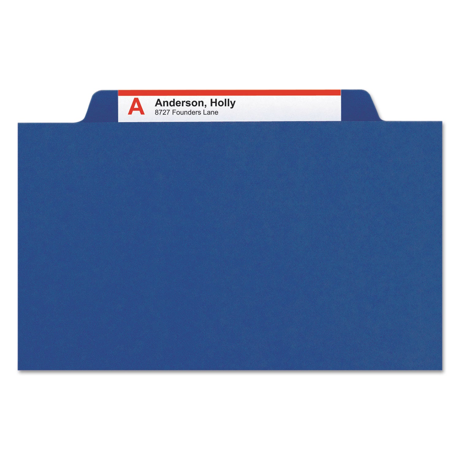 Smead™ Four-Section Pressboard Top Tab Classification Folders, Four SafeSHIELD Fasteners, 1 Divider, Legal Size, Dark Blue, 10/Box