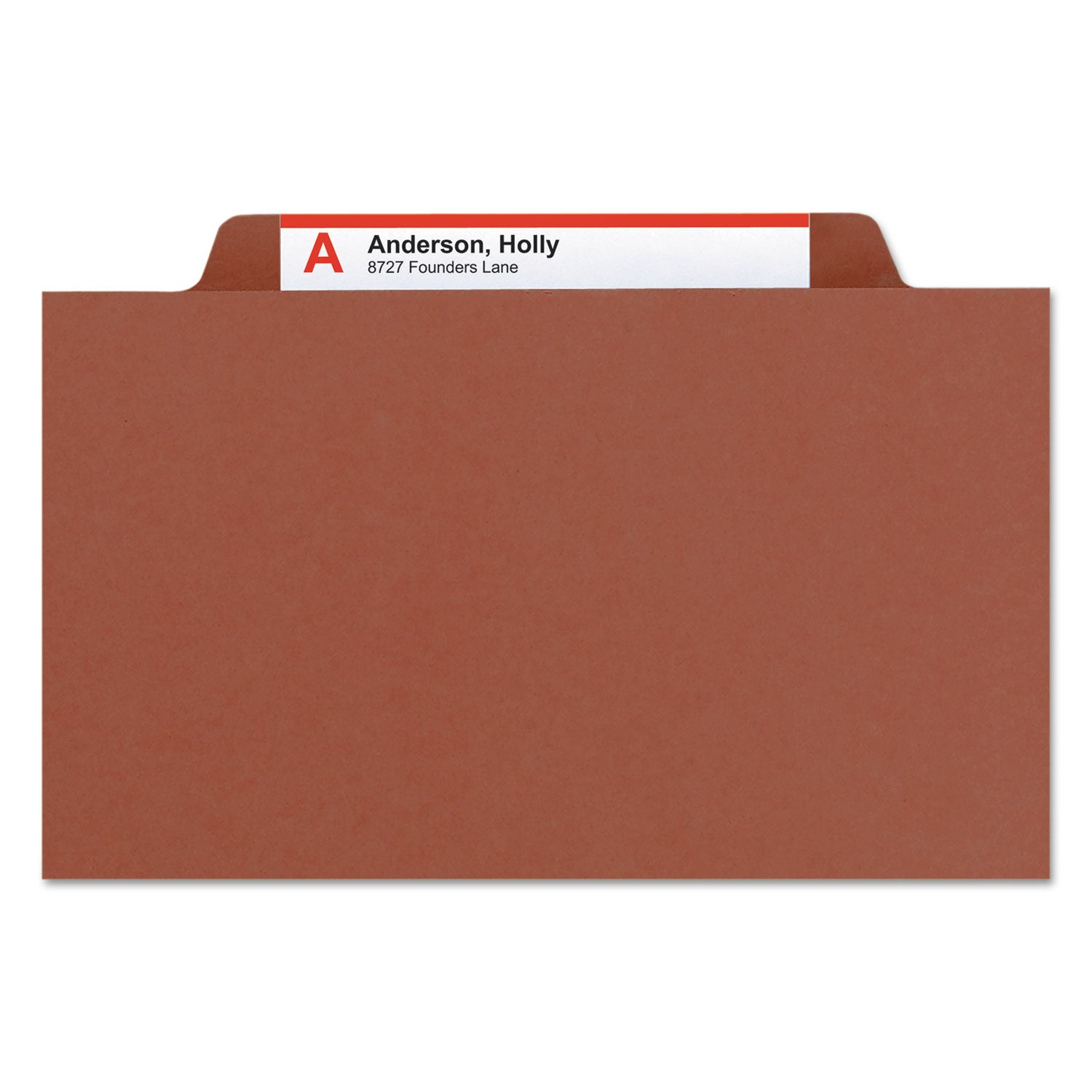 Smead™ Pressboard Classification Folders, Six SafeSHIELD Fasteners, 2/5-Cut Tabs, 2 Dividers, Legal Size, Red, 10/Box