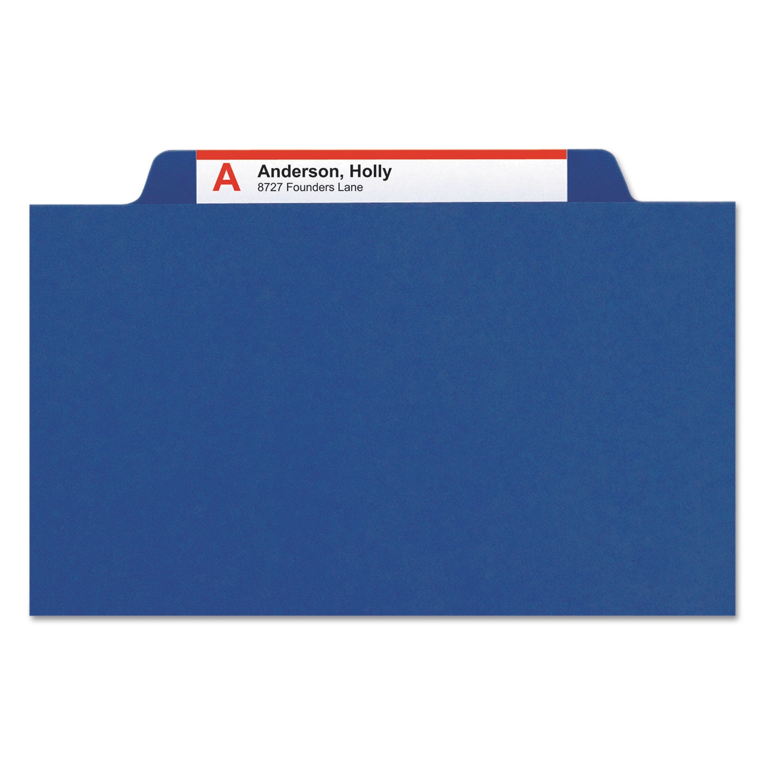 Smead™ Eight-Section Pressboard Top Tab Classification Folders, 8 SafeSHIELD Fasteners, 3 Dividers, Legal Size, Dark Blue, 10/Box