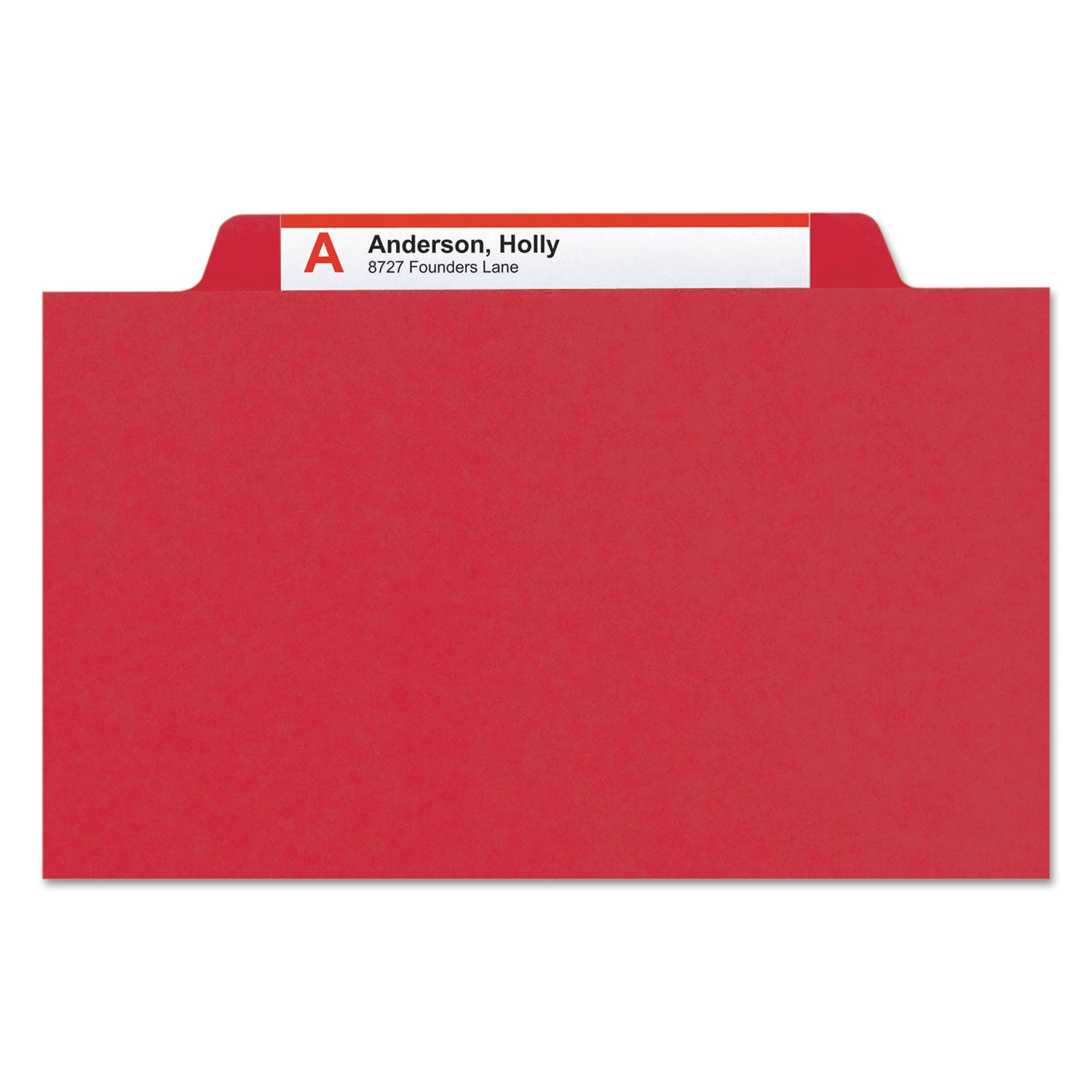 Smead™ Eight-Section Pressboard Top Tab Classification Folders, 8 SafeSHIELD Fasteners, 3 Dividers, Letter Size, Bright Red, 10/Box