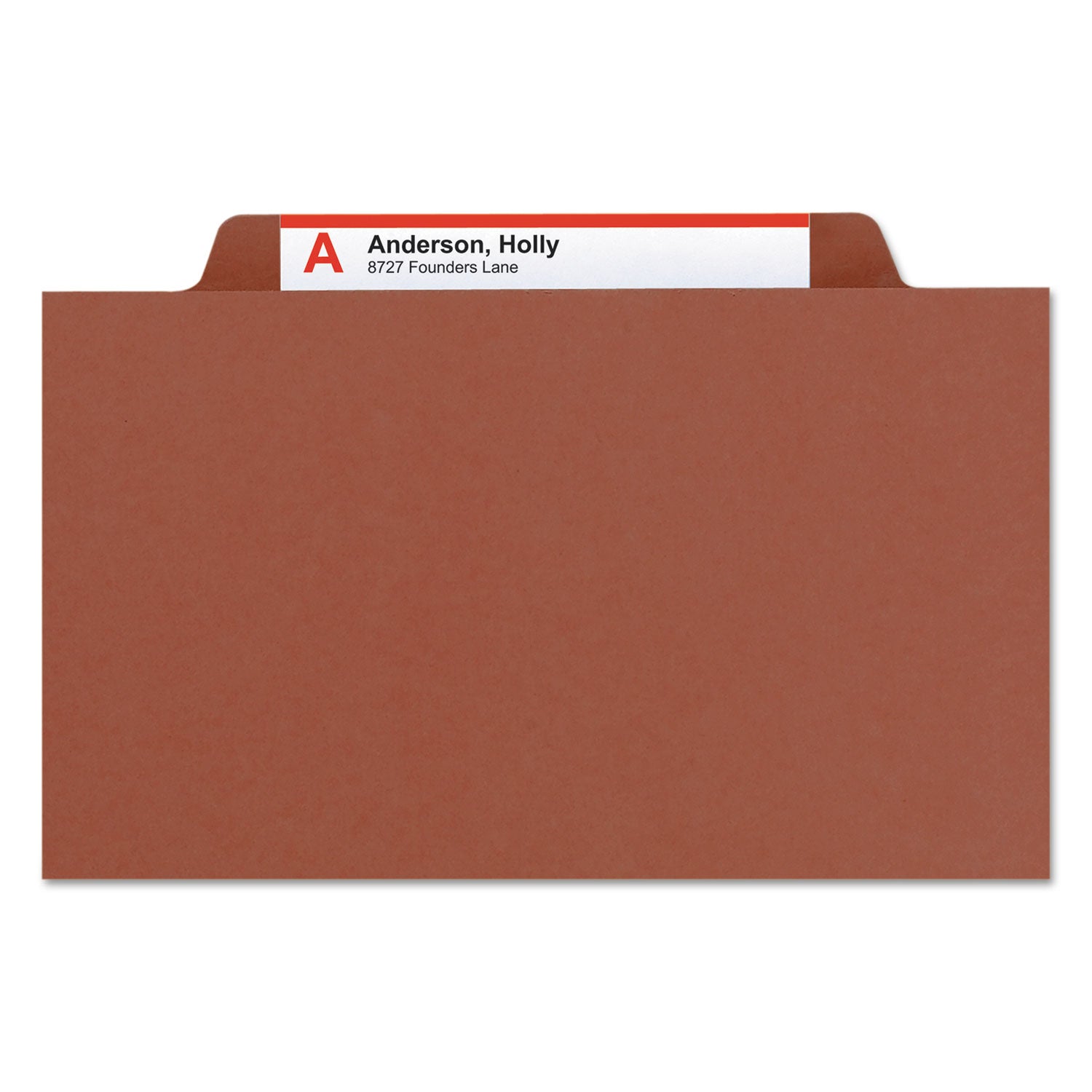 Smead™ Recycled Pressboard Classification Folders, 2" Expansion, 2 Dividers, 6 Fasteners, Letter Size, Red Exterior, 10/Box