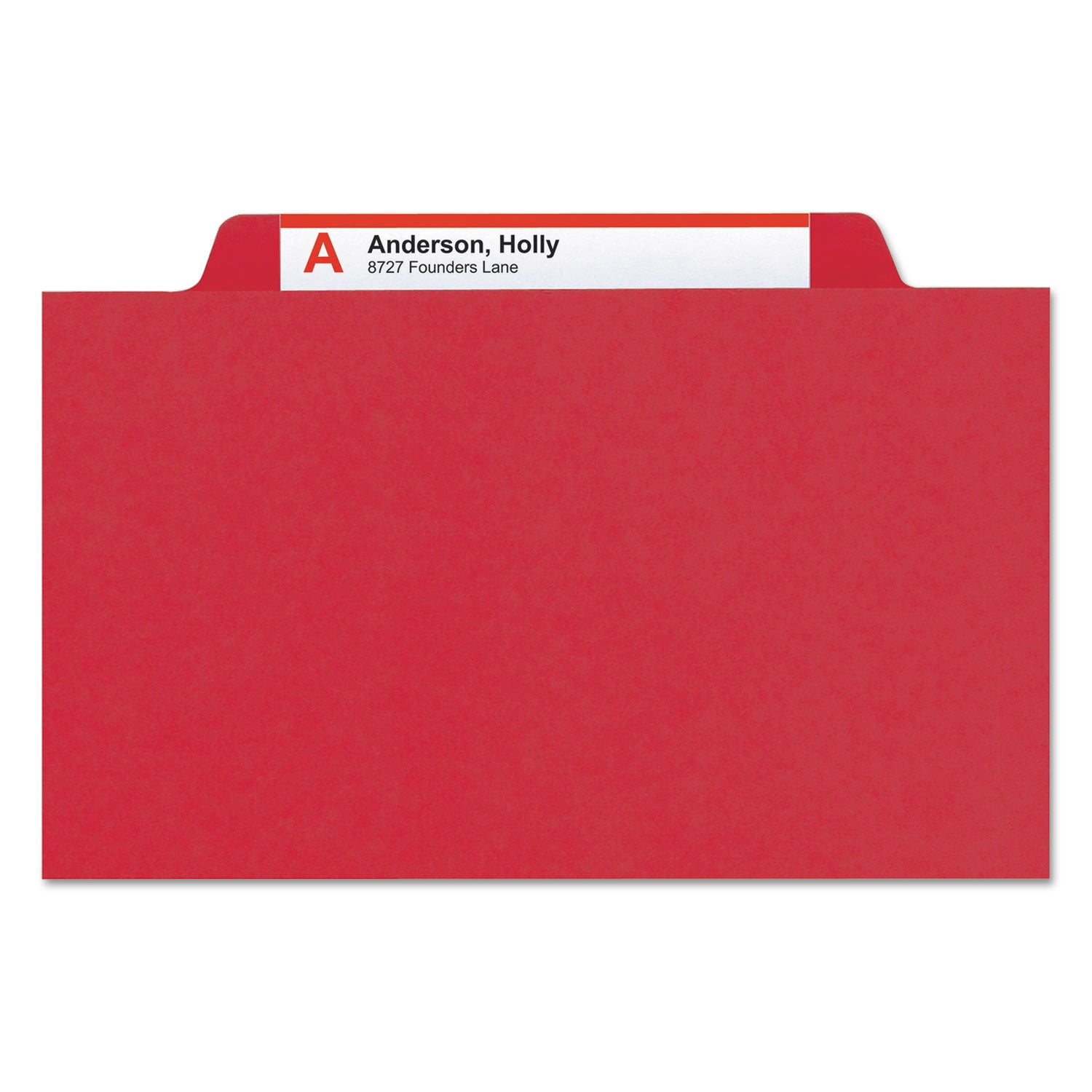 Smead™ 6-Section Pressboard Top Tab Pocket Classification Folders, 6 SafeSHIELD Fasteners, 2 Dividers, Legal Size, Bright Red, 10/BX