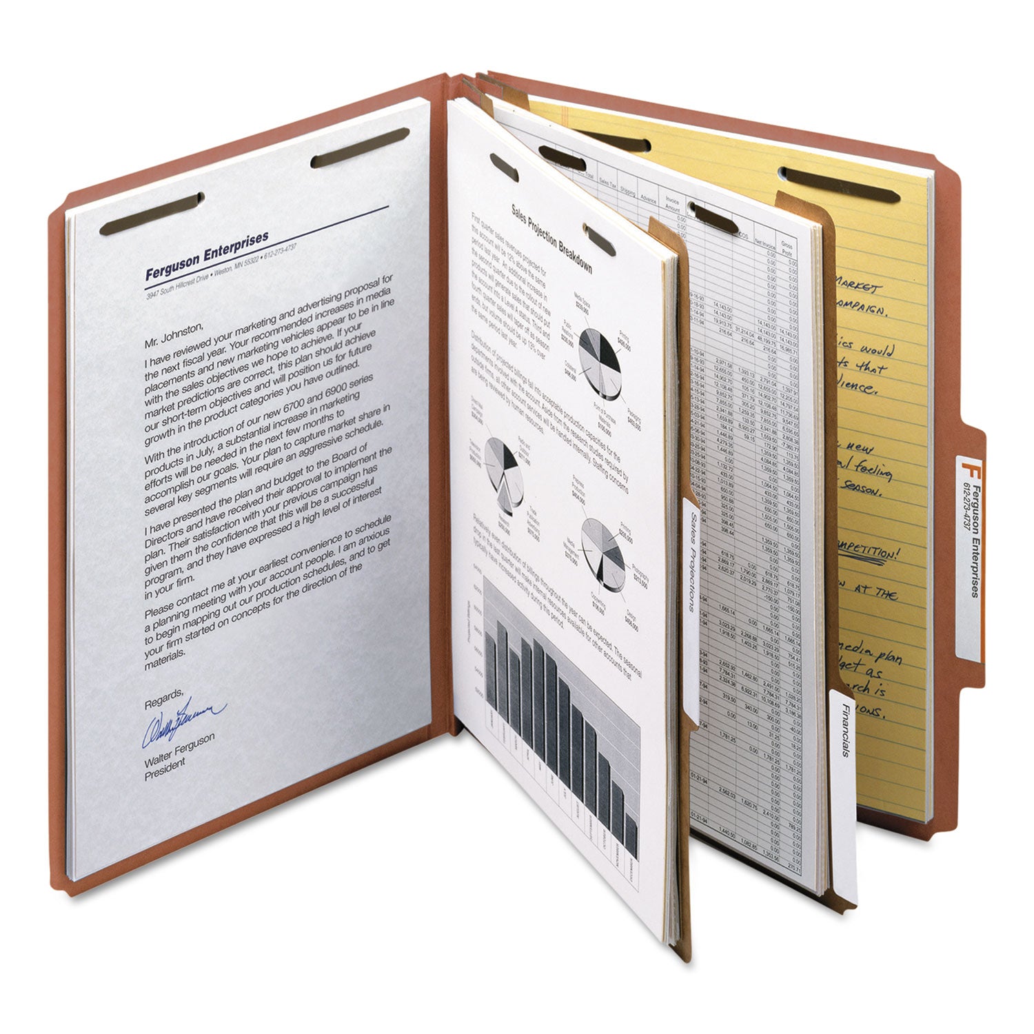 Smead™ Recycled Pressboard Classification Folders, 2" Expansion, 2 Dividers, 6 Fasteners, Letter Size, Red Exterior, 10/Box