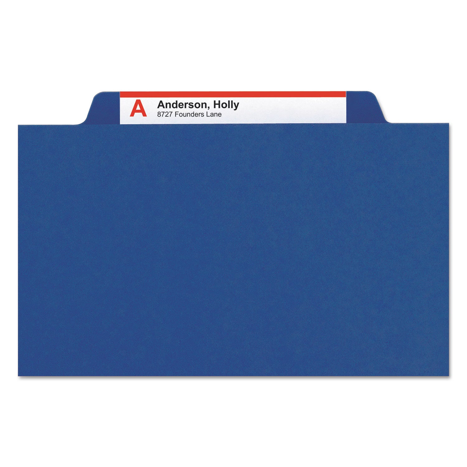 Smead™ Four-Section Pressboard Top Tab Classification Folders, Four SafeSHIELD Fasteners, 1 Divider, Letter Size, Dark Blue, 10/Box