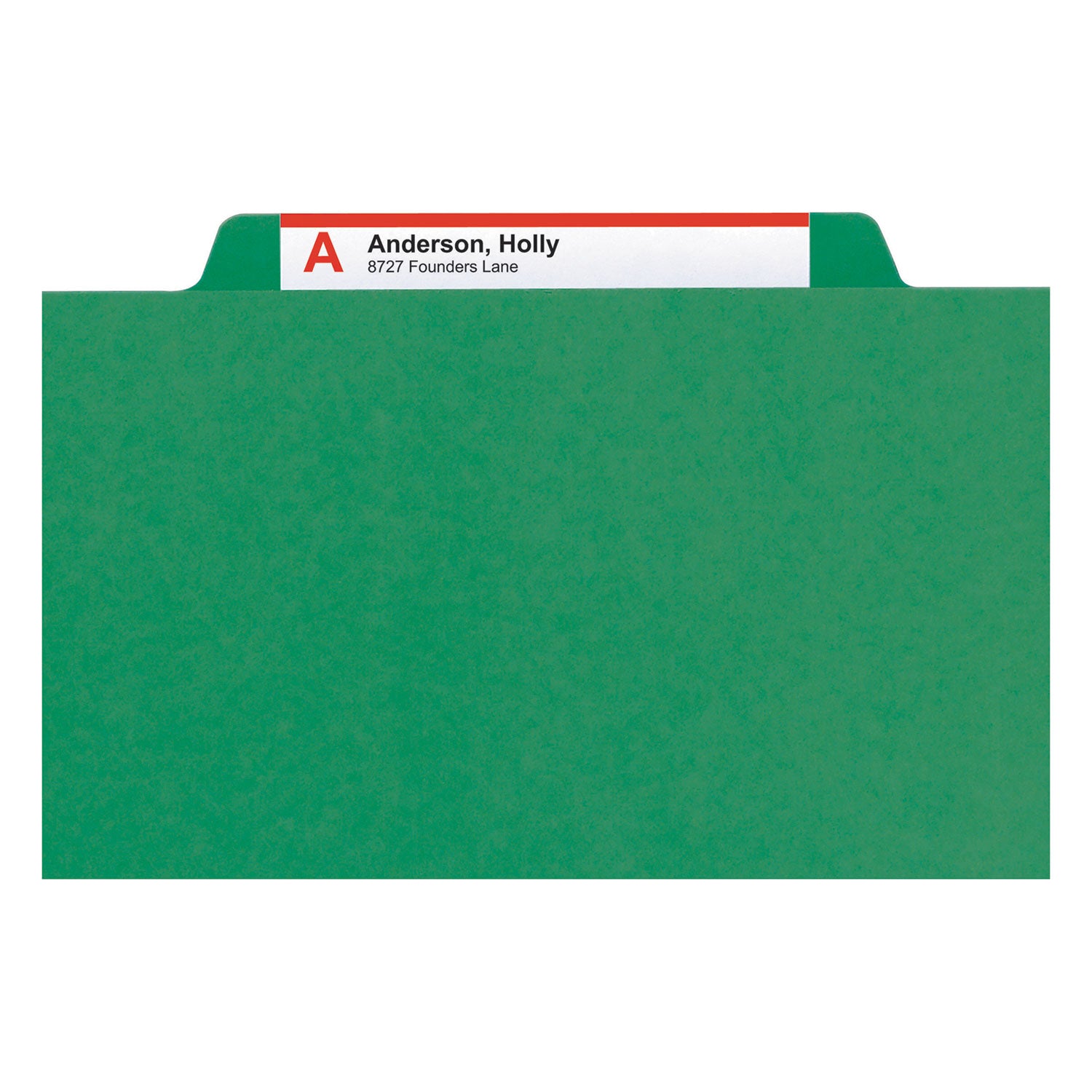 Smead™ 6-Section Pressboard Top Tab Pocket Classification Folders, 6 SafeSHIELD Fasteners, 2 Dividers, Legal Size, Green, 10/Box