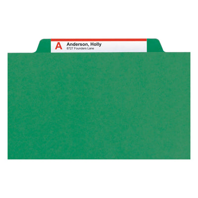 6-Section Pressboard Top Tab Pocket Classification Folders, 6 SafeSHIELD Fasteners, 2 Dividers, Legal Size, Green, 10/Box Flipcost Flipcost