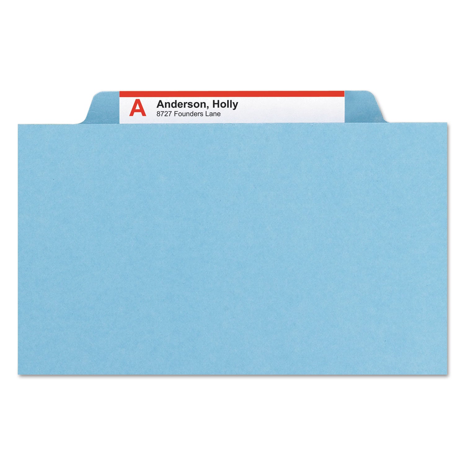 Smead™ Eight-Section Pressboard Top Tab Classification Folders, Eight SafeSHIELD Fasteners, 3 Dividers, Legal Size, Blue, 10/Box