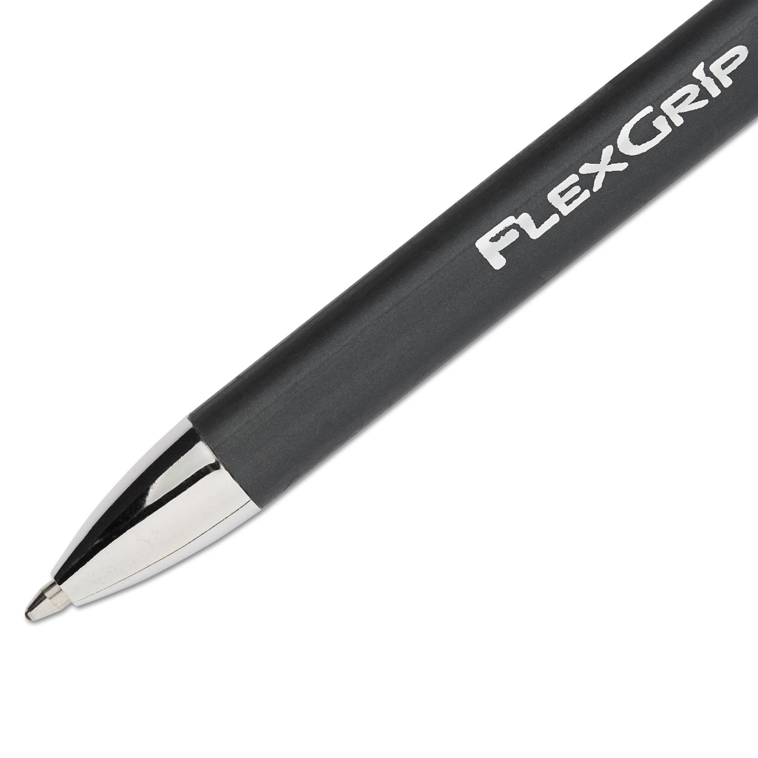 Paper Mate® FlexGrip Elite Ballpoint Pen, Retractable, Medium 1 mm, Black Ink, Black Barrel, Dozen