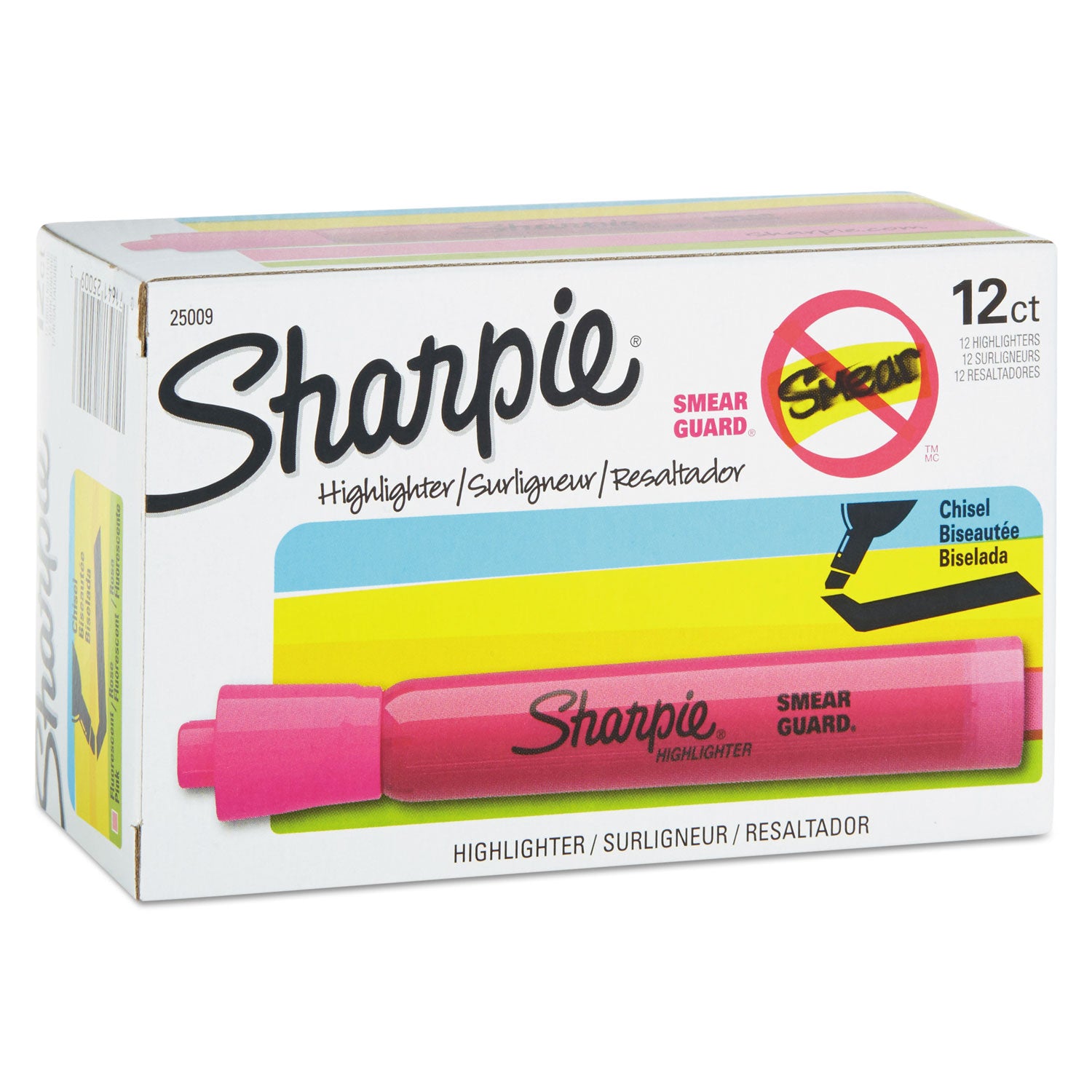 Sharpie® Tank Style Highlighters, Pink Ink, Chisel Tip, Pink Barrel, Dozen