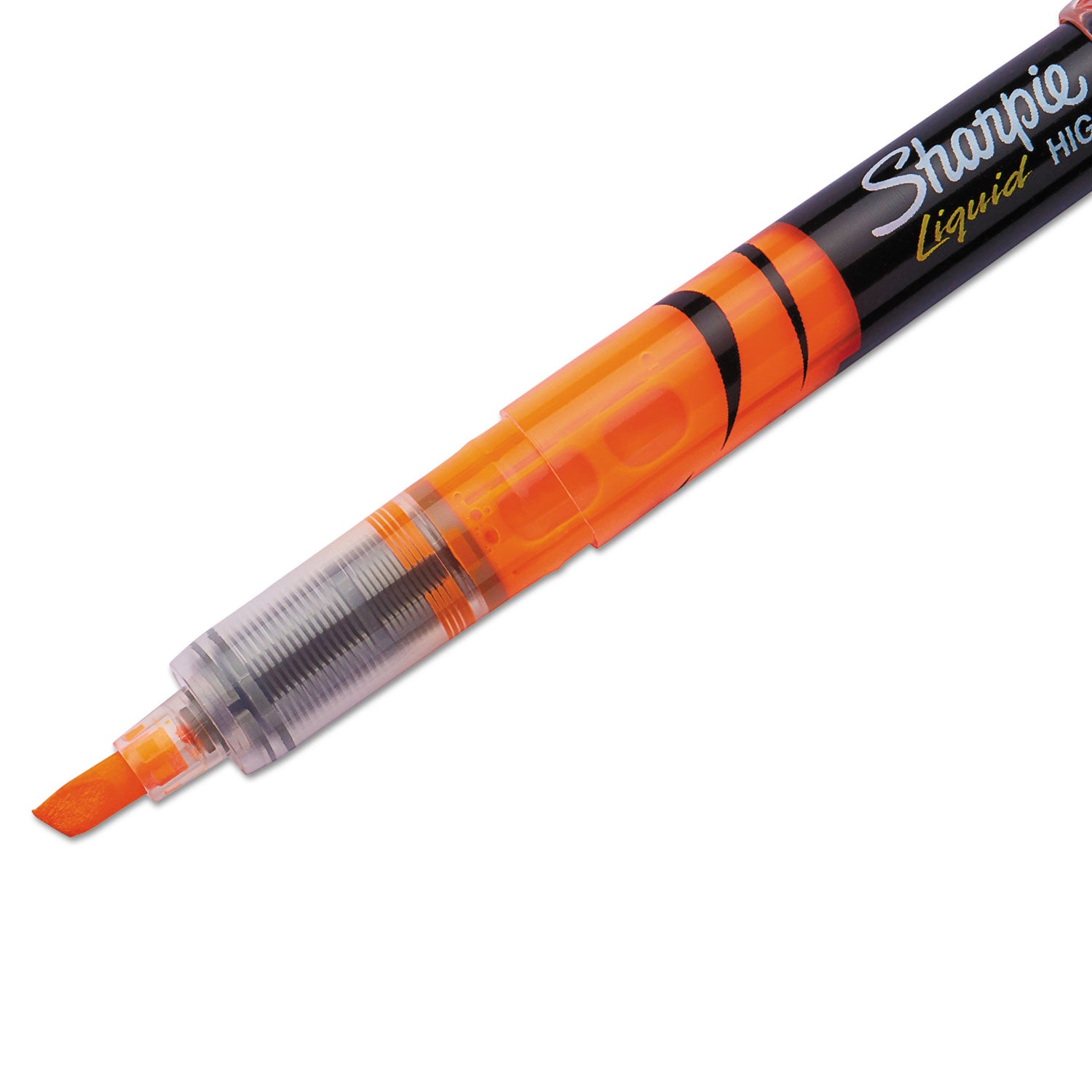 Sharpie® Liquid Pen Style Highlighters, Fluorescent Orange Ink, Chisel Tip, Orange/Black/Clear Barrel, Dozen