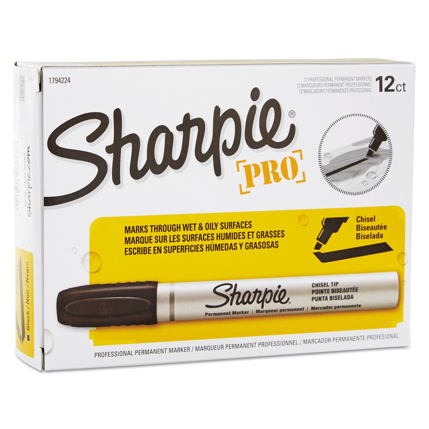 Sharpie® Durable Metal Barrel Permanent Marker, Broad Chisel Tip, Black