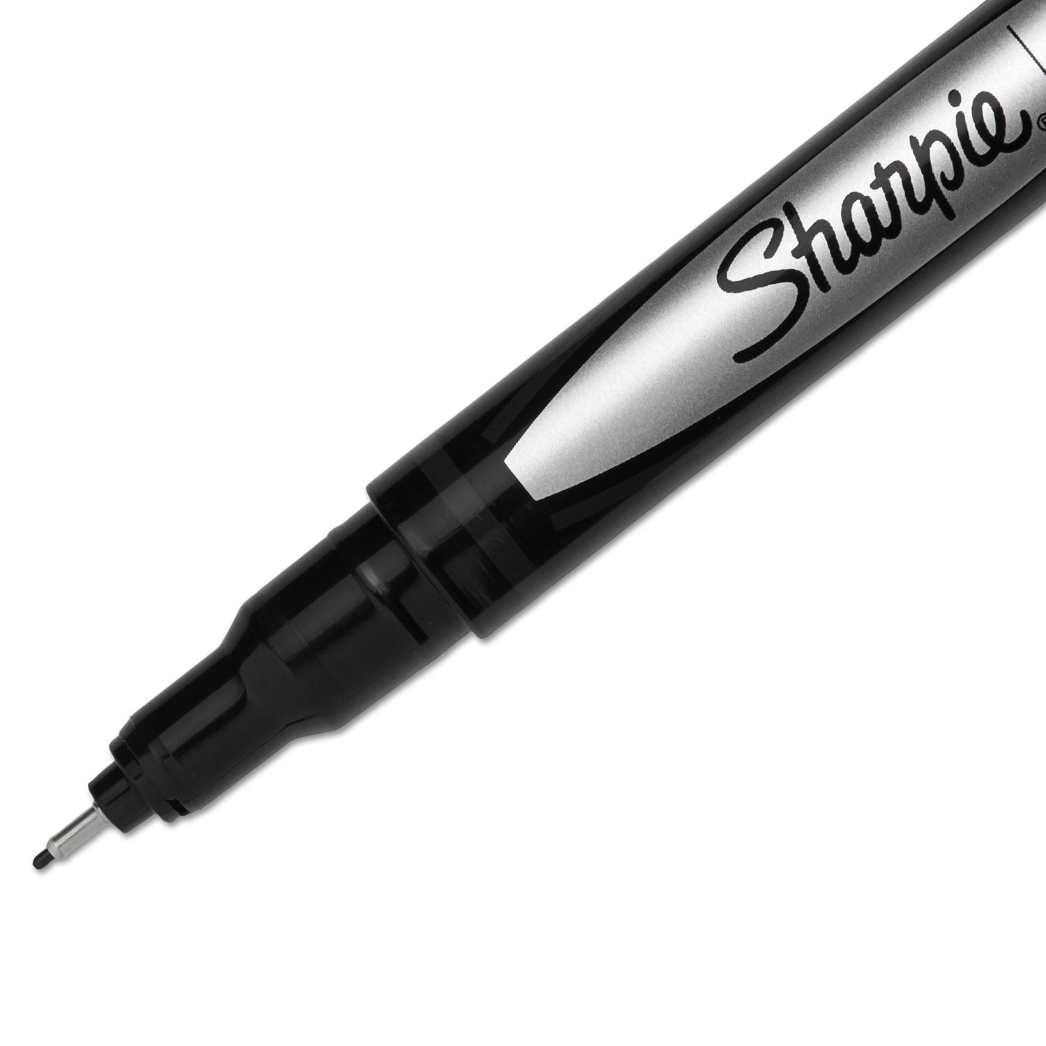 Sharpie® Water-Resistant Ink Porous Point Pen, Stick, Fine 0.4 mm, Black Ink, Black Barrel, Dozen