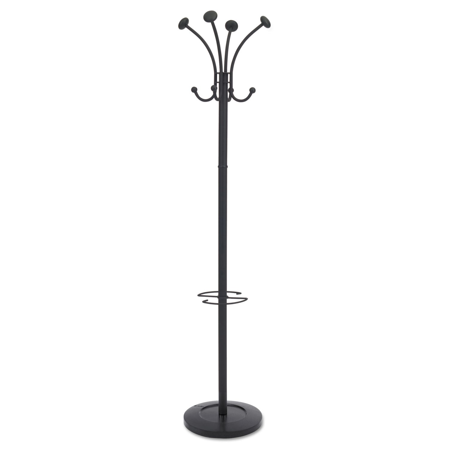 Viena Coat Stand, Eight Knobs, Steel, 16w x 16d x 70.5h, Black