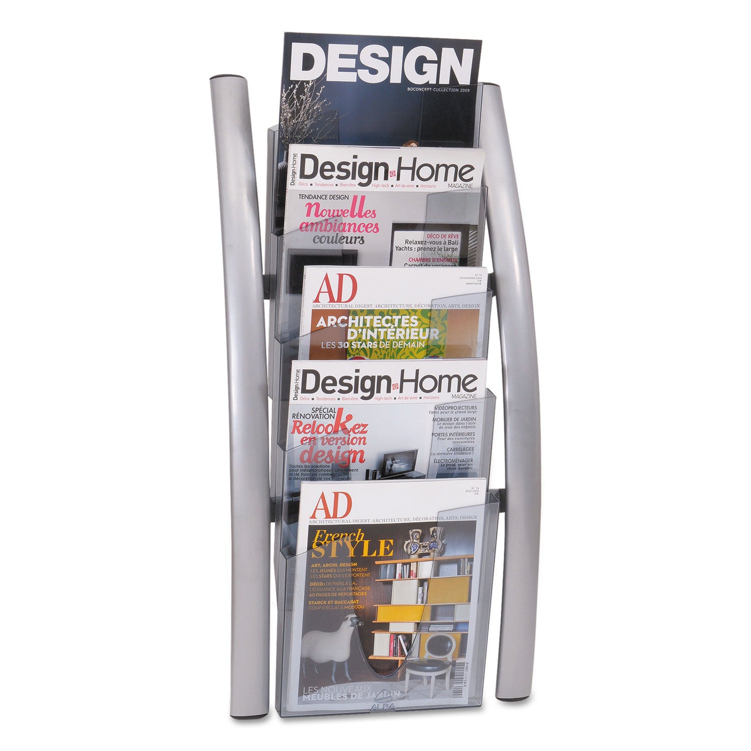 Wall Literature Display, 13w x 3.5d x 28.5h, Silver Gray/Translucent