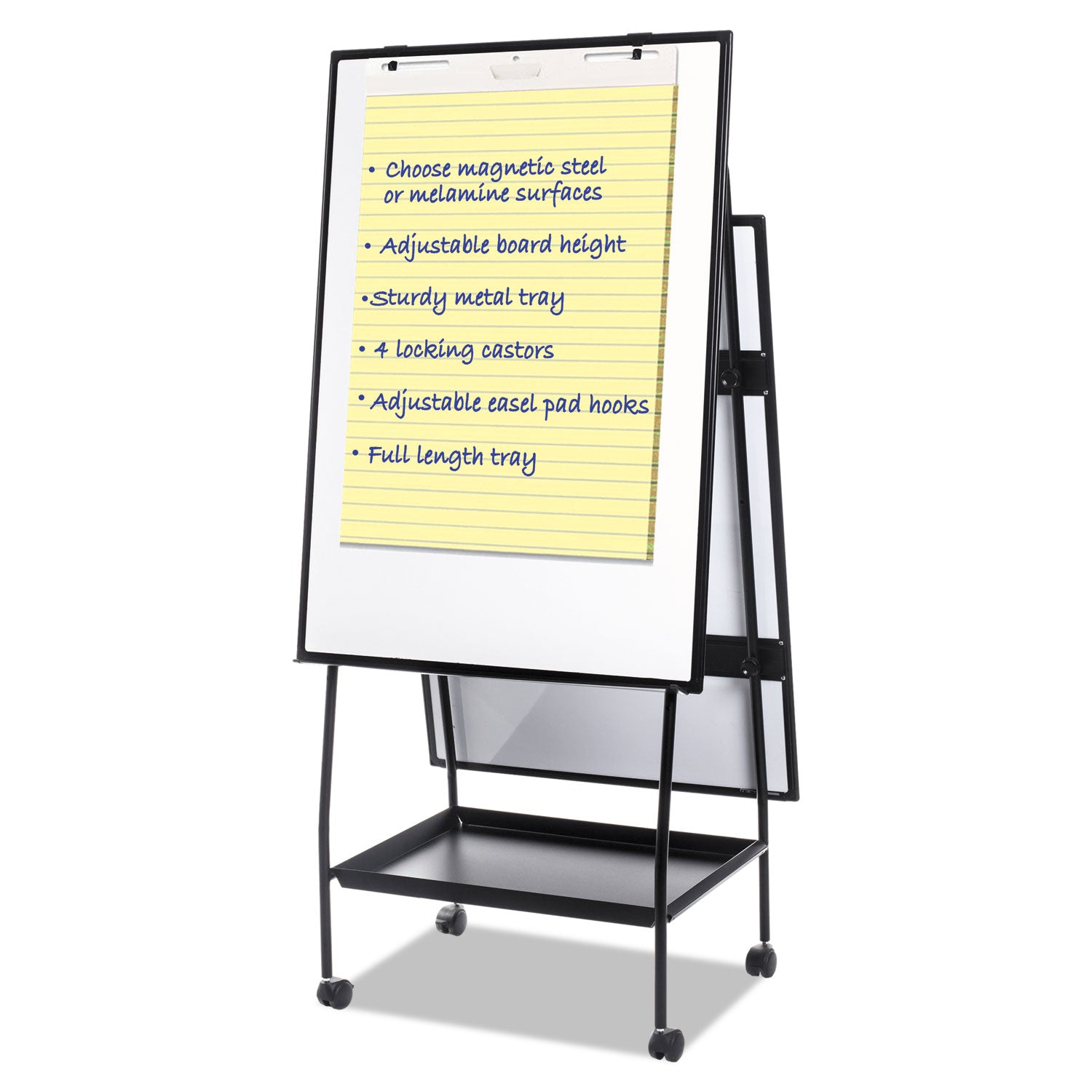 MasterVision® Creation Station Dry Erase Board, 29.5 x 74.88, White Surface, Black Metal Frame