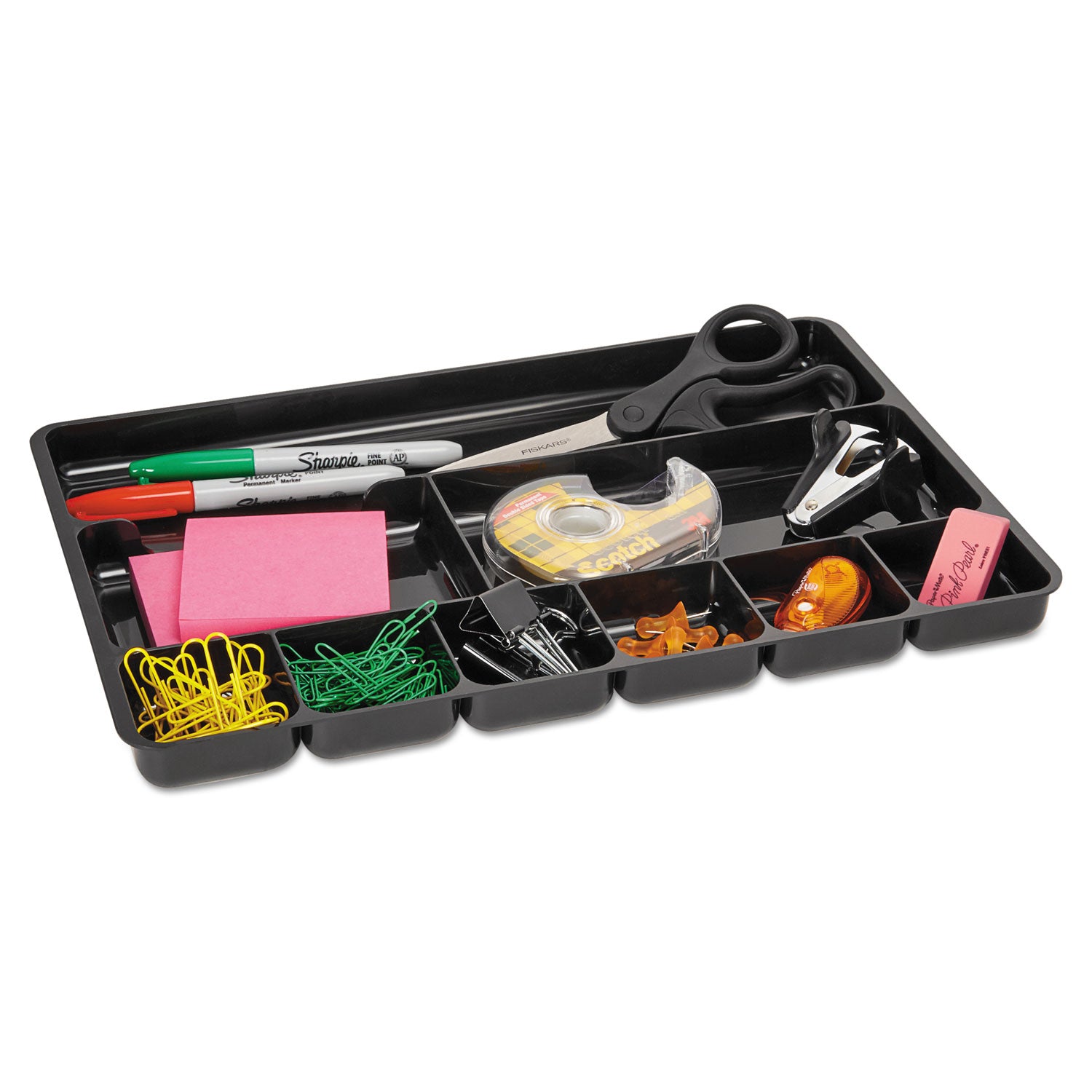 Rubbermaid® Regeneration Nine-Section Drawer Organizer, 14 x 9.13 x 1.13, Plastic, Black