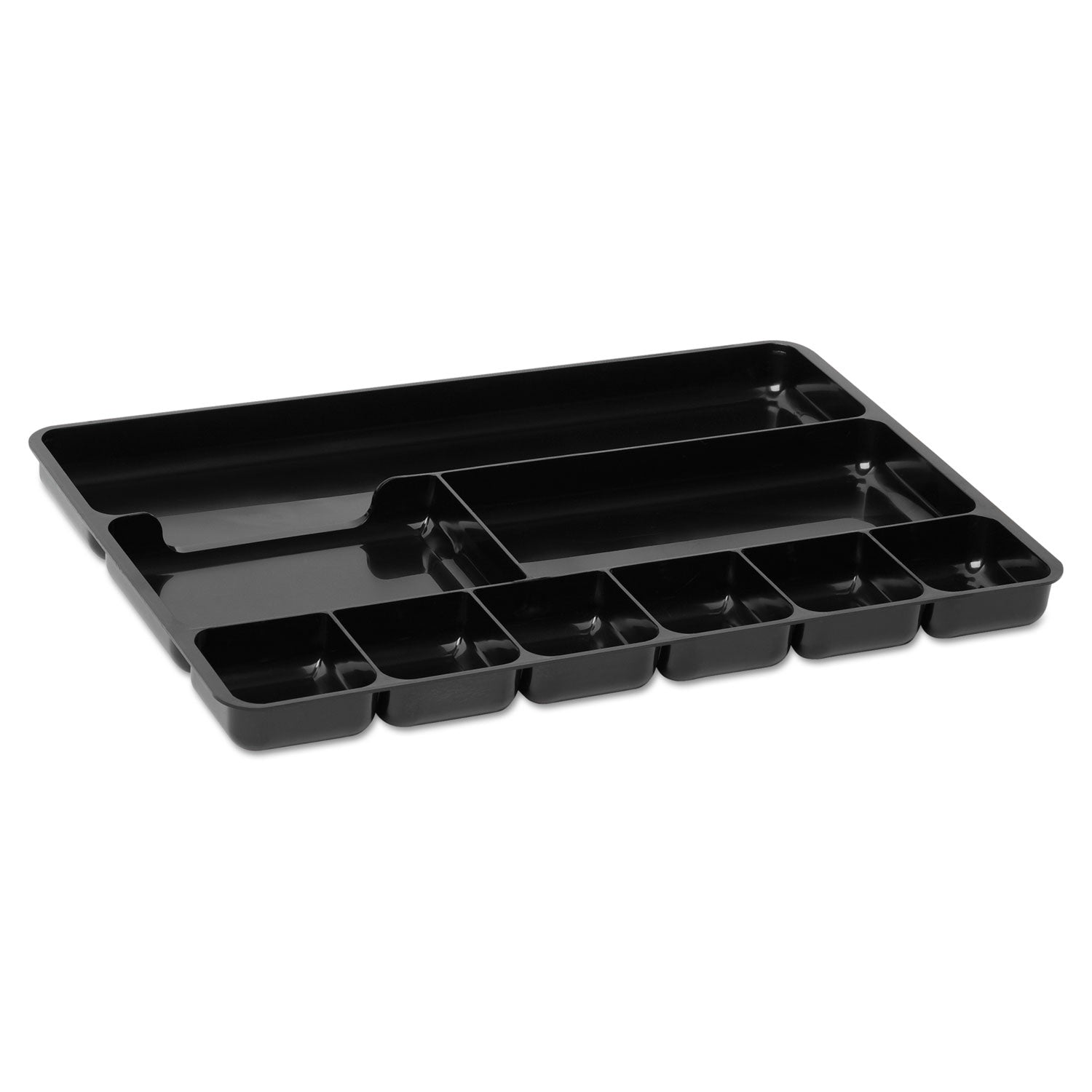 Rubbermaid® Regeneration Nine-Section Drawer Organizer, 14 x 9.13 x 1.13, Plastic, Black