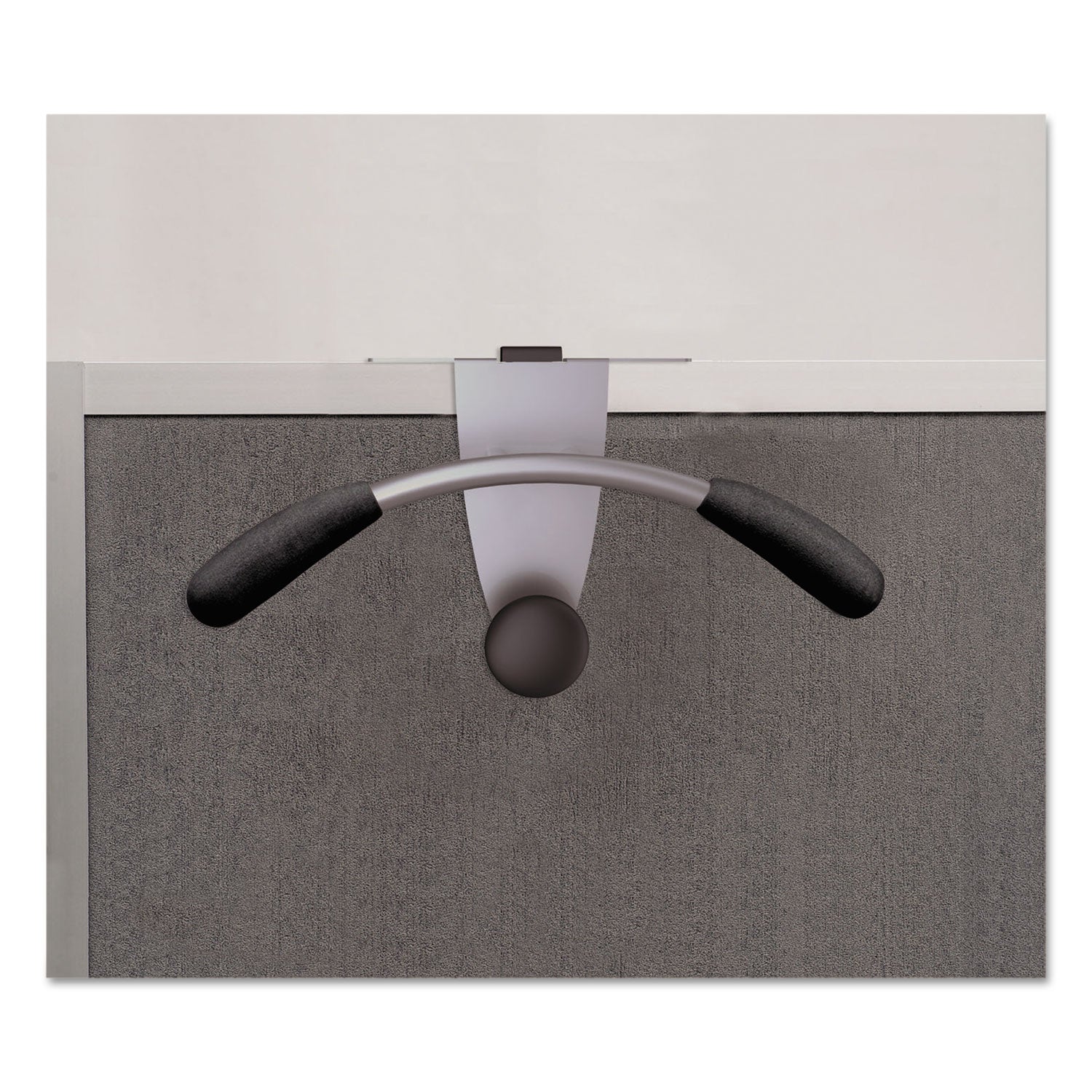 Alba™ Hanger Shaped Partition Coat Hook, Metal/Foam/ABS, Silver/Black