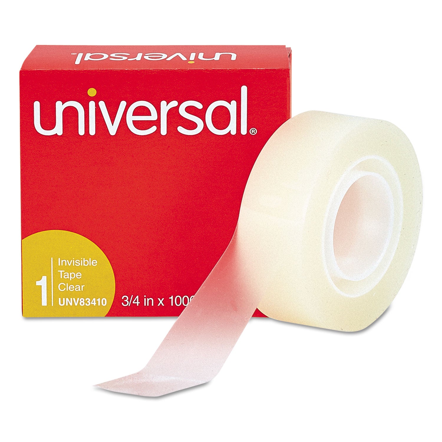 Universal® Invisible Tape, 1" Core, 0.75" x 83.33 ft, Clear, 6/Pack